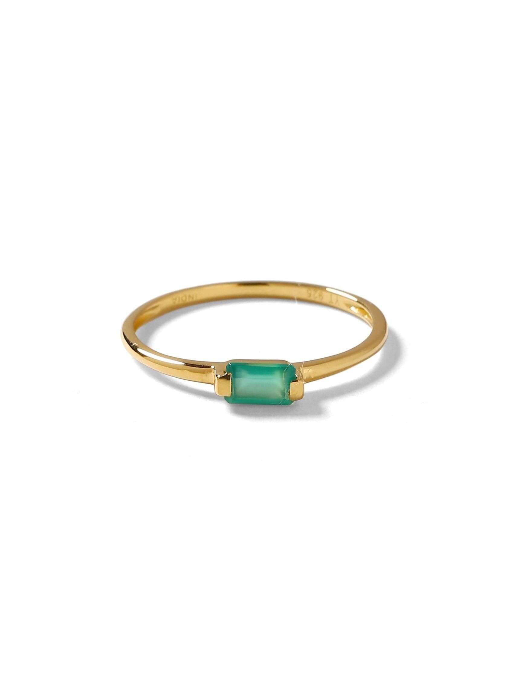 0.30 Ct Green Onyx Solid 10k Yellow Gold Ring Jewelry - YoTreasure