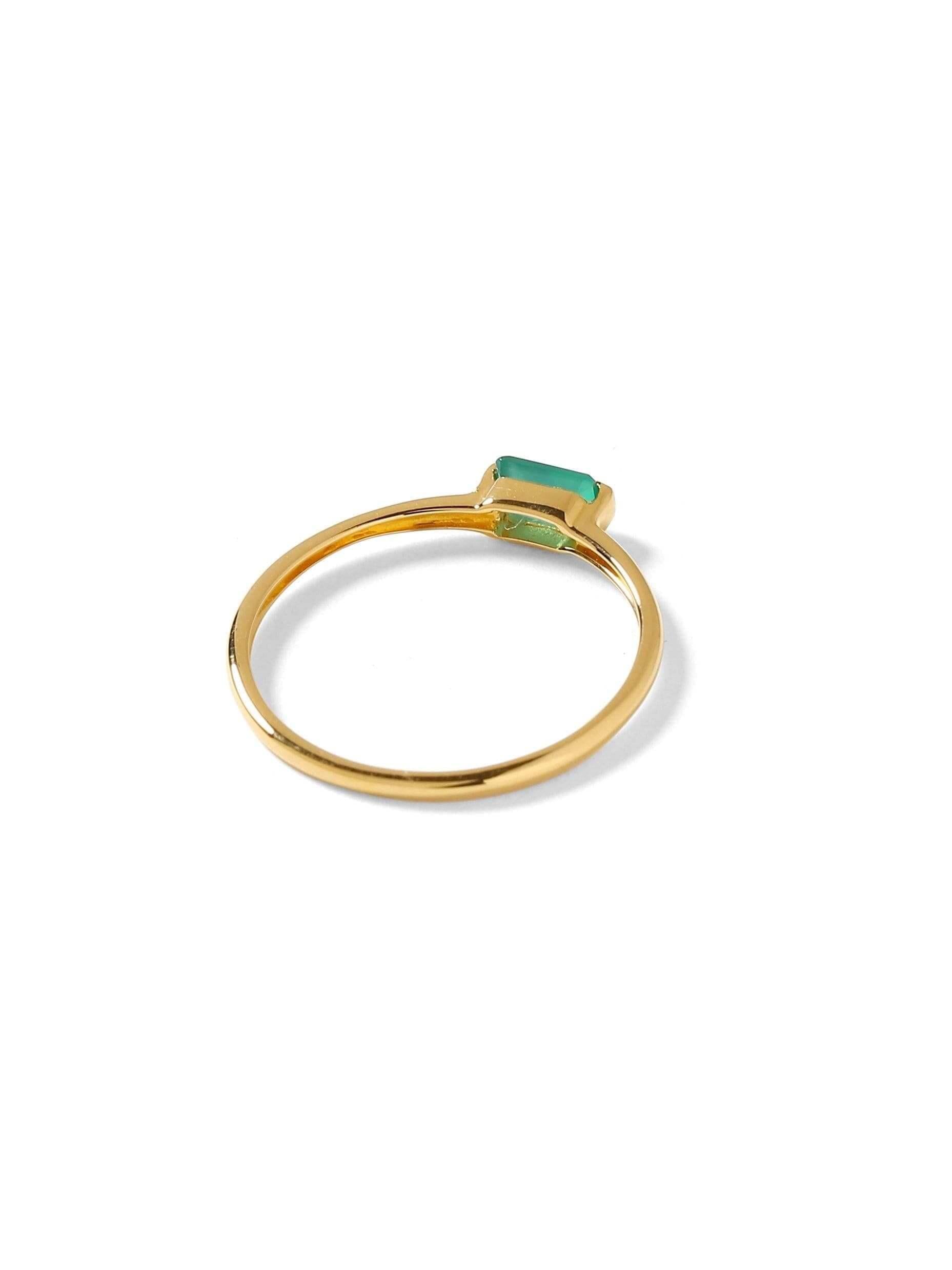 0.30 Ct Green Onyx Solid 10k Yellow Gold Ring Jewelry - YoTreasure