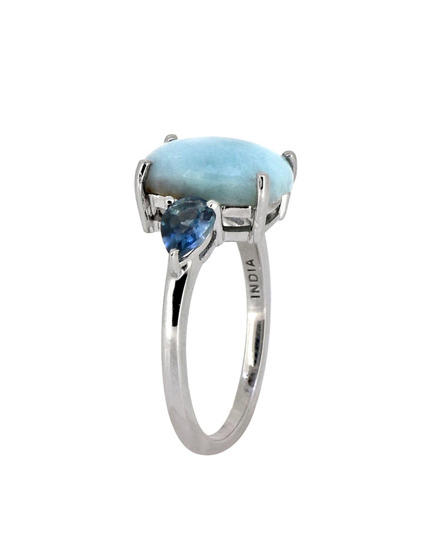 4.18 Ct. Larimar London Blue Topaz Solid 925 Sterling Silver Ring Jewelry - YoTreasure