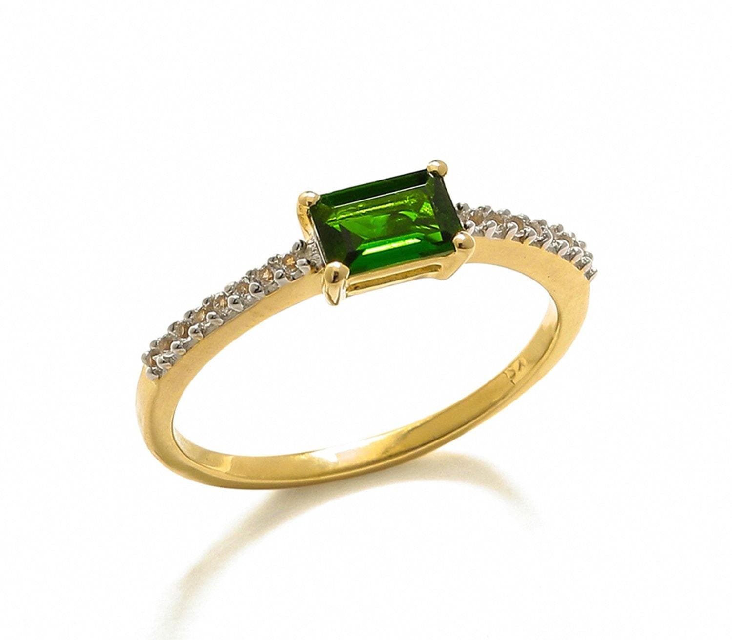 0.68 Ct Chrome Diopside Solid 10k Yellow Gold Ring Jewelry - YoTreasure