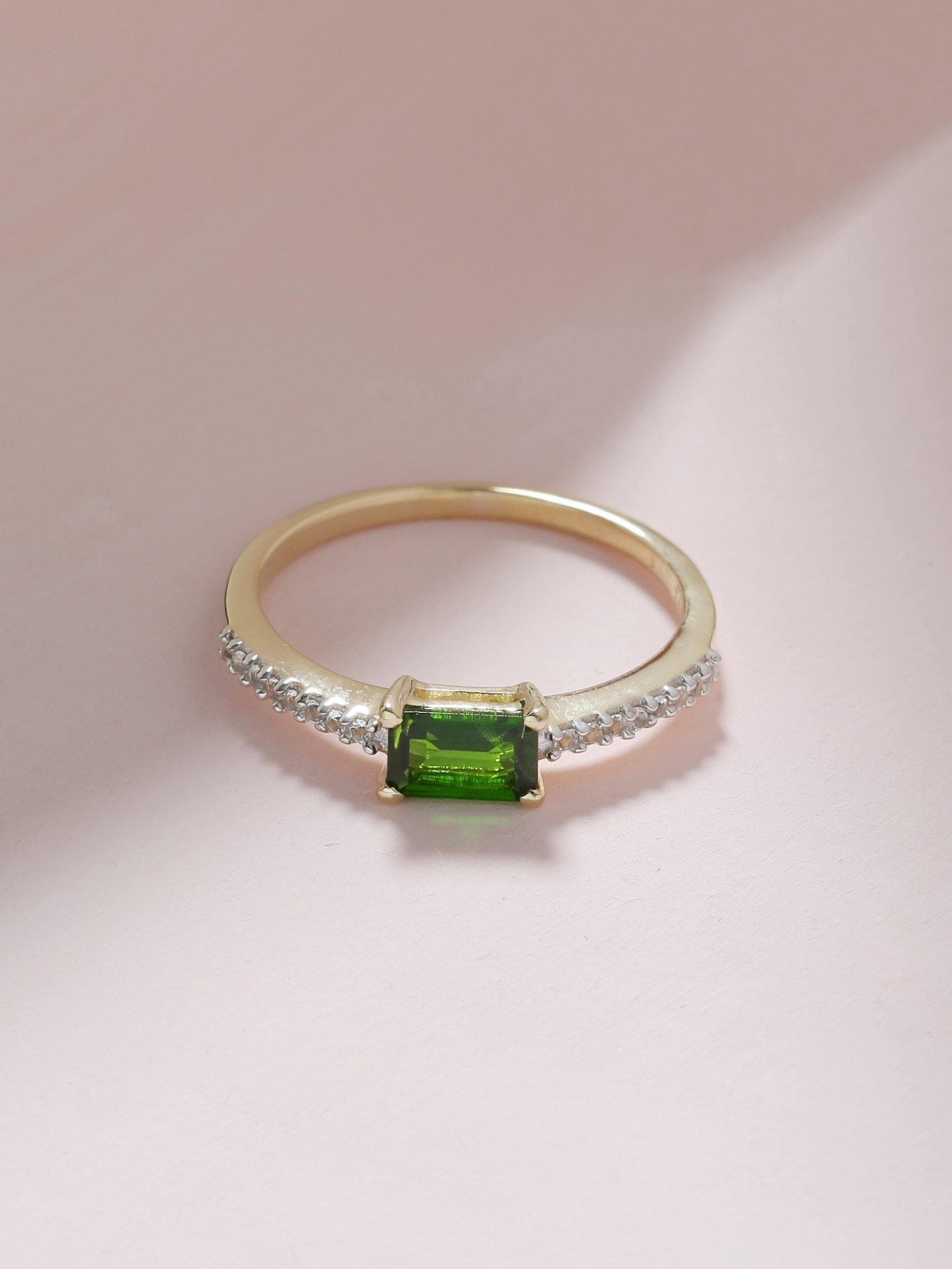 0.68 Ct Chrome Diopside Solid 10k Yellow Gold Ring Jewelry - YoTreasure