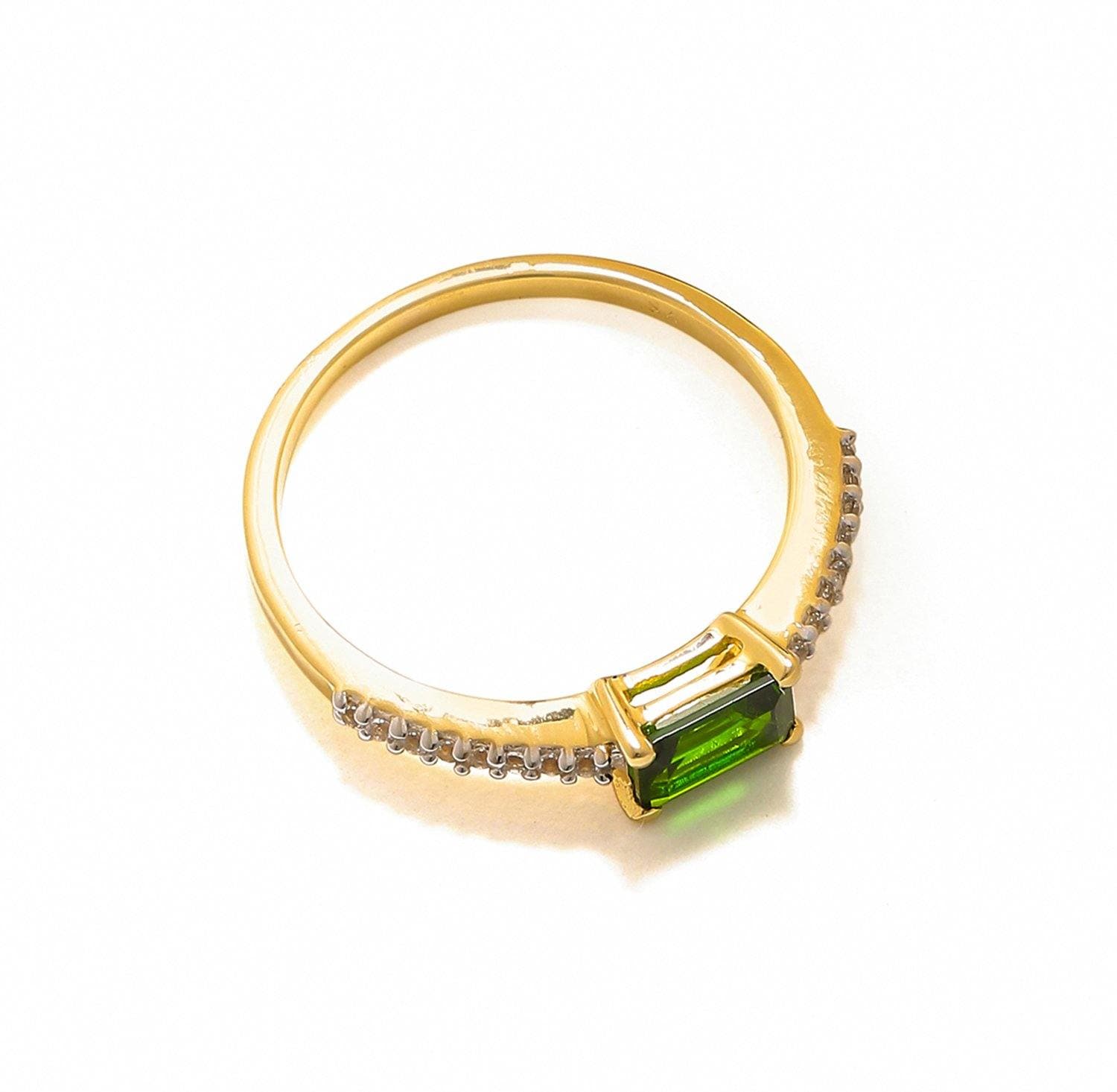 0.68 Ct Chrome Diopside Solid 10k Yellow Gold Ring Jewelry - YoTreasure