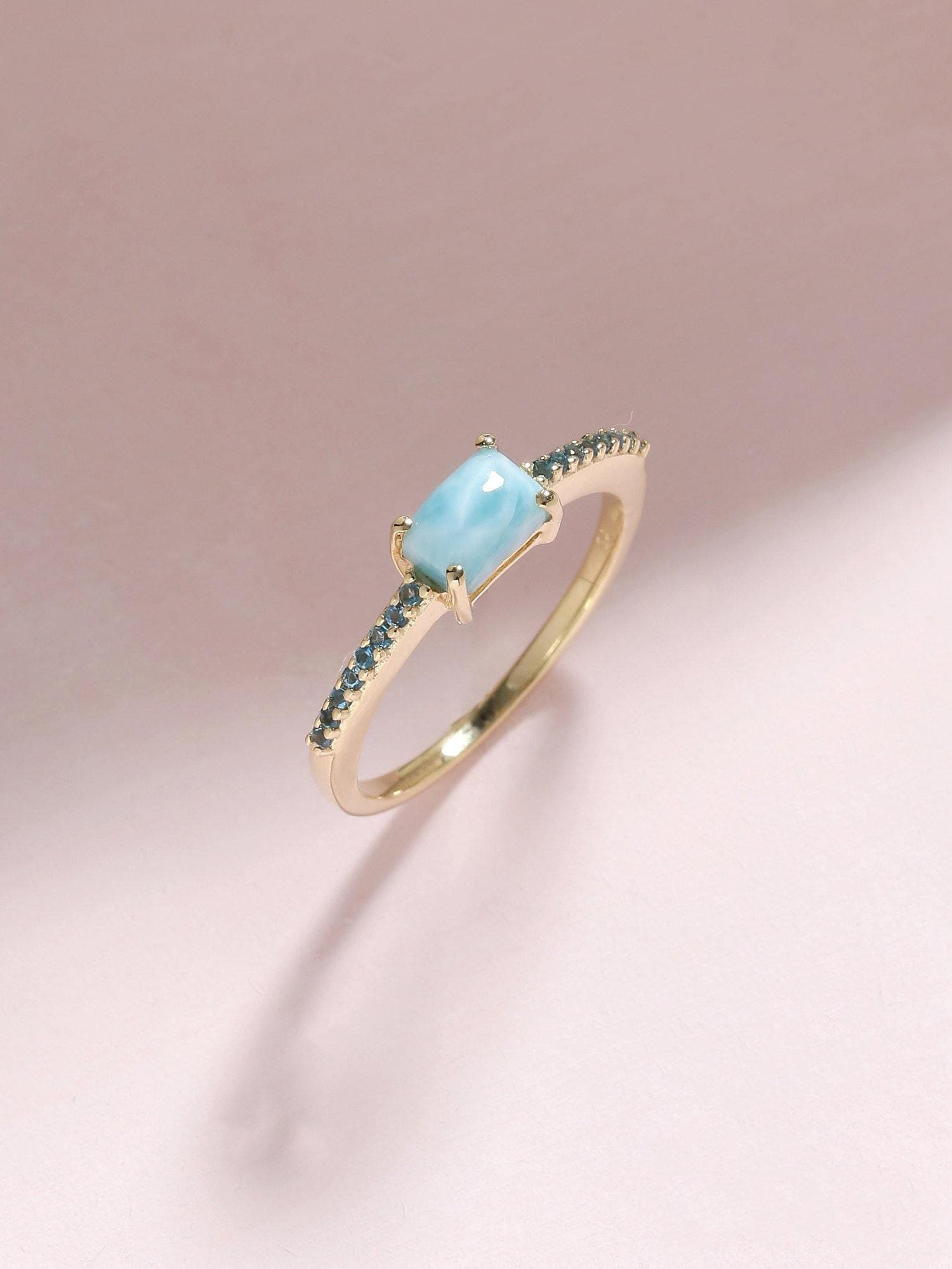 0.69 Ct Larimar London Blue Topaz Solid 10k Yellow Gold Ring Jewelry - YoTreasure