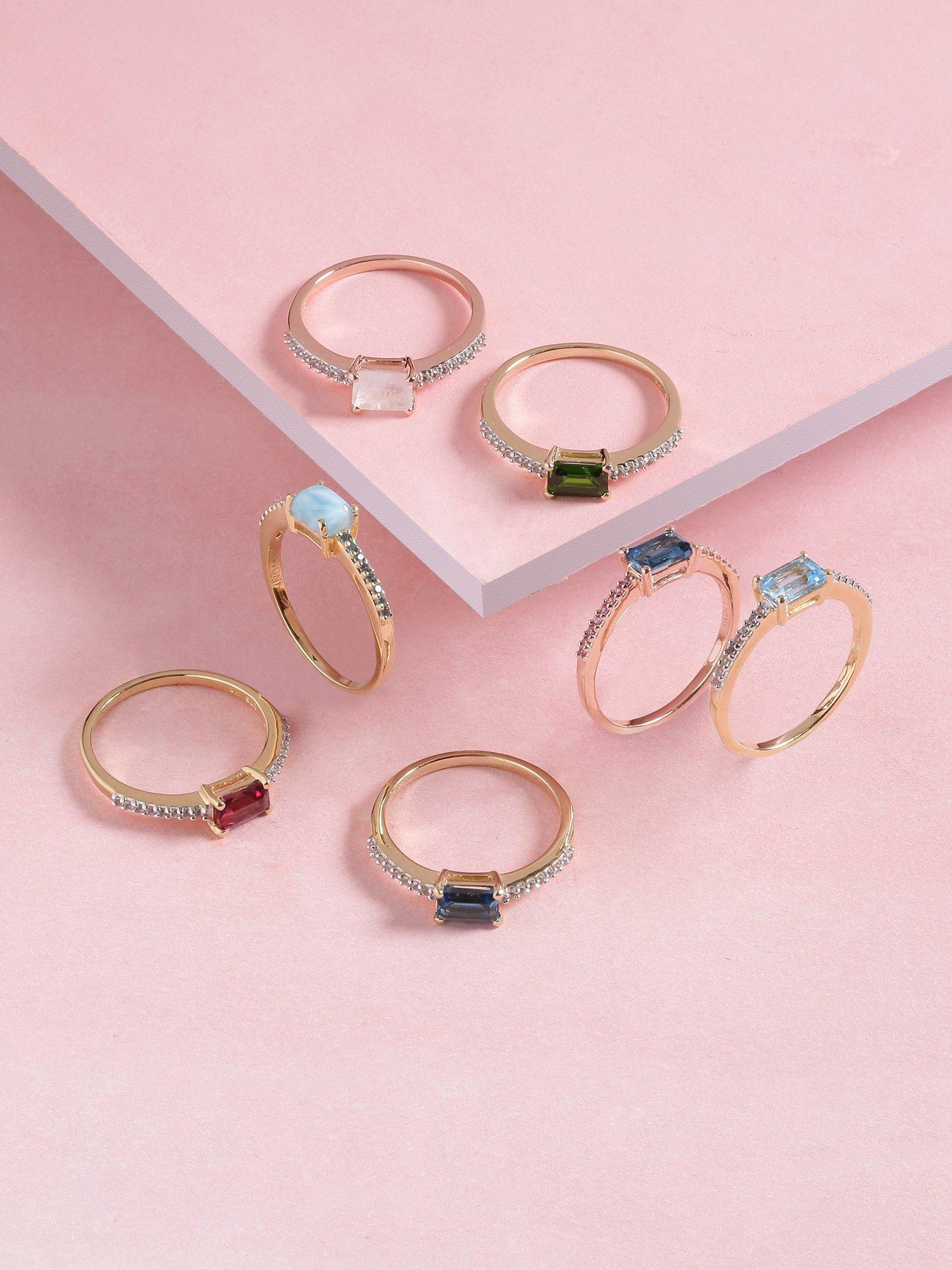 0.92 Ct London Blue Topaz Pink Sapphire Solid 10k Rose Gold Ring - YoTreasure