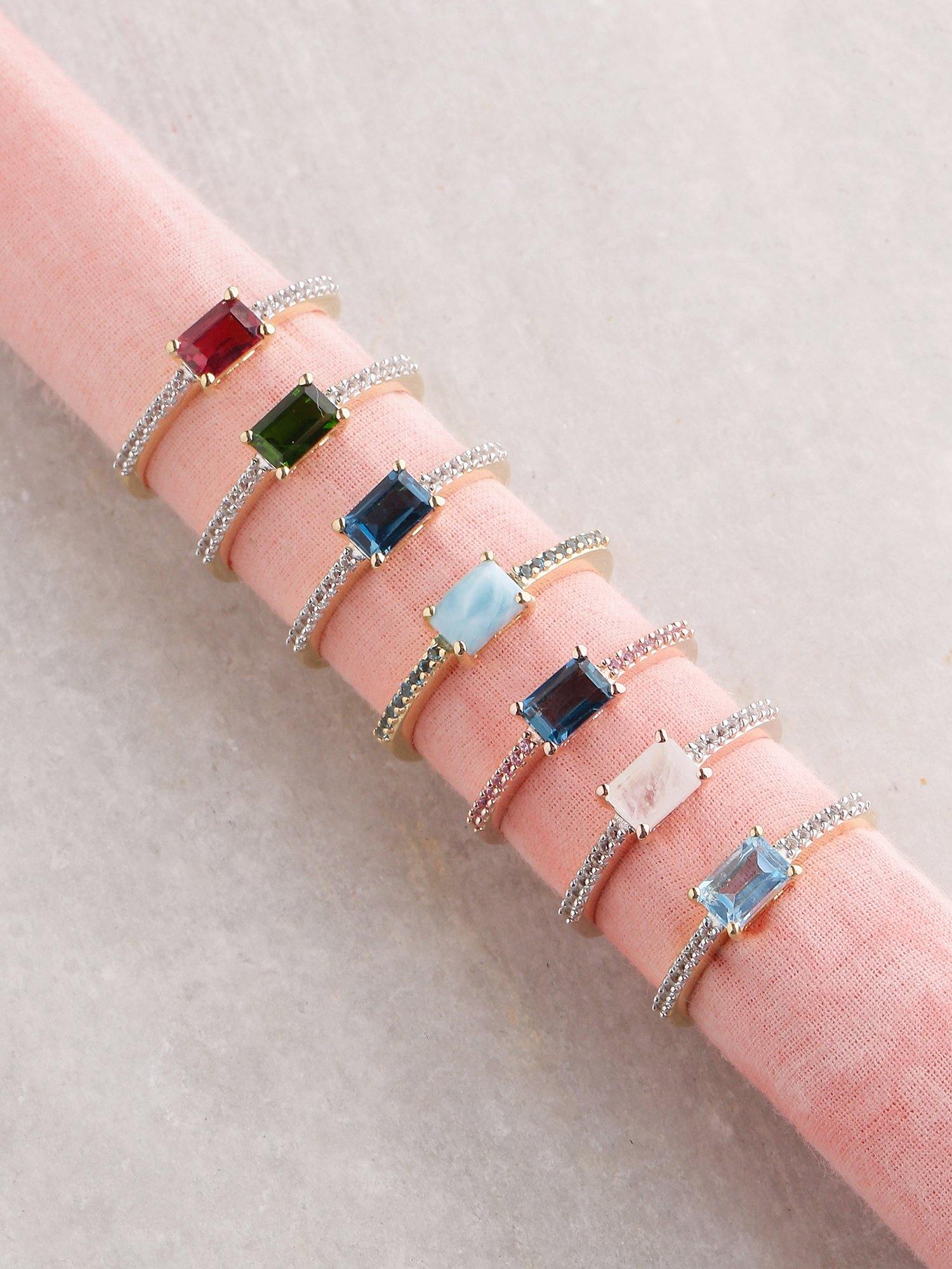 0.92 Ct London Blue Topaz Pink Sapphire Solid 10k Rose Gold Ring - YoTreasure