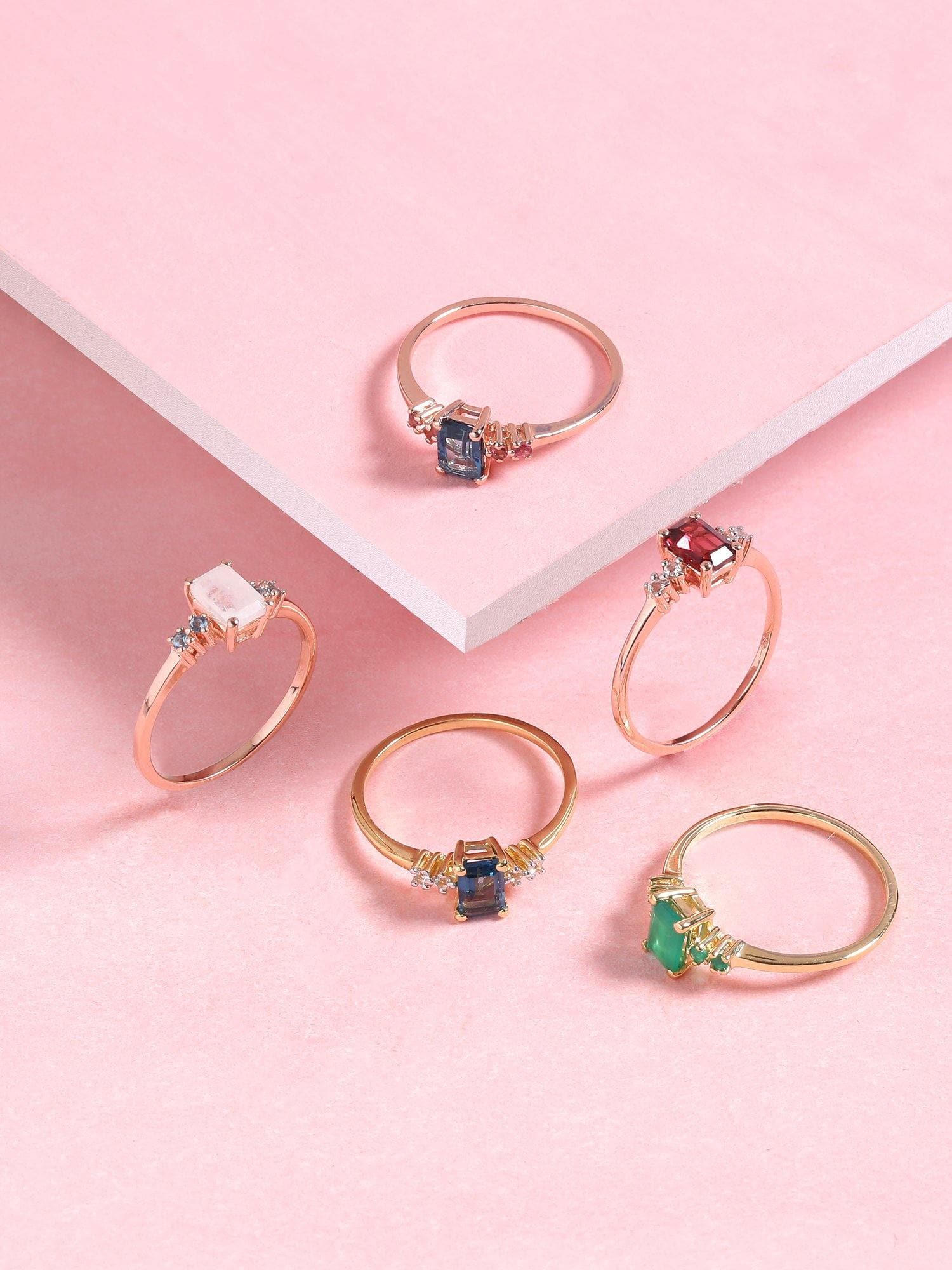 0.77 Ct London Blue Topaz Pink Tourmaline Solid 10k Rose Gold Ring - YoTreasure