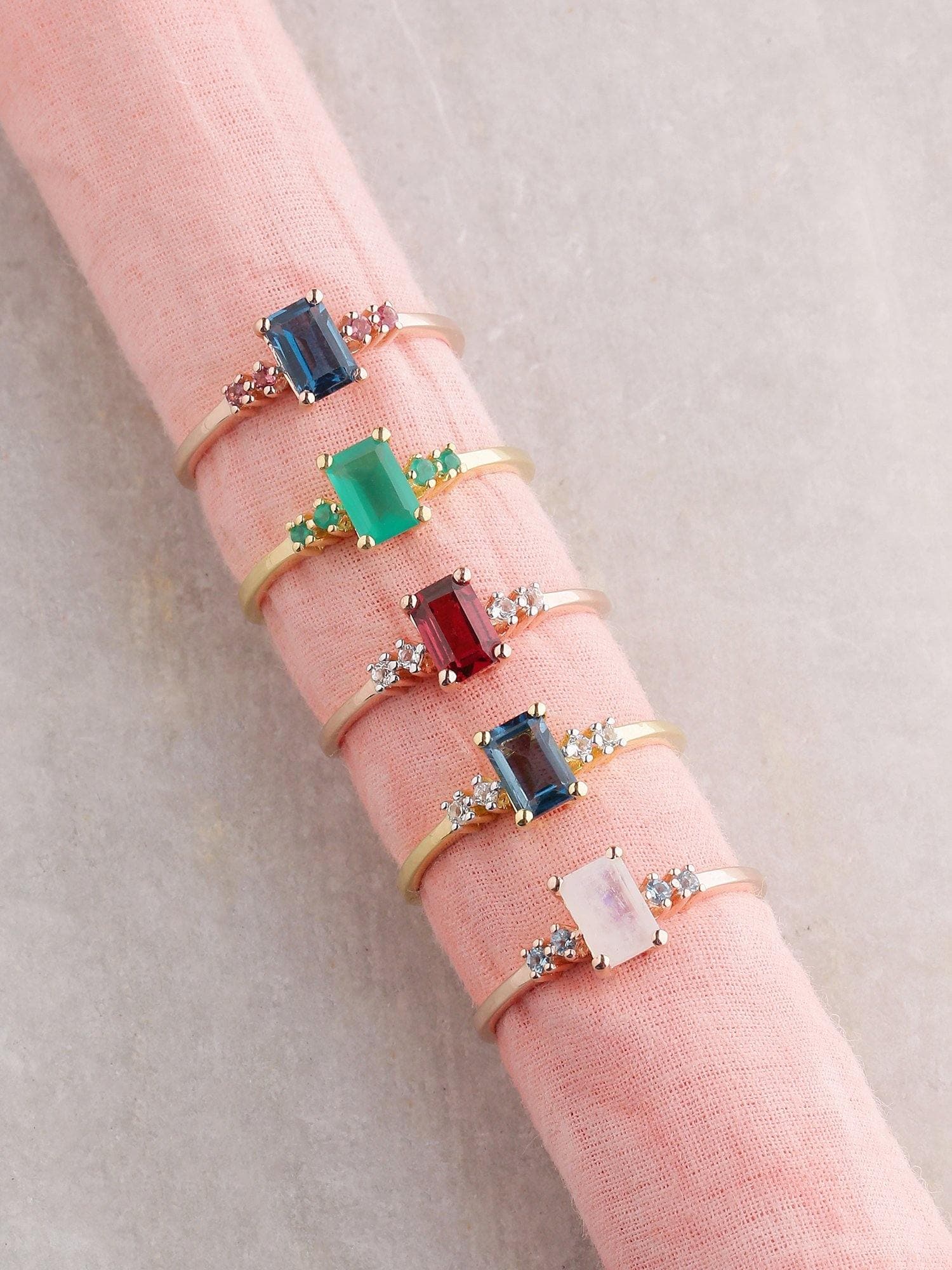 0.77 Ct London Blue Topaz Pink Tourmaline Solid 10k Rose Gold Ring - YoTreasure