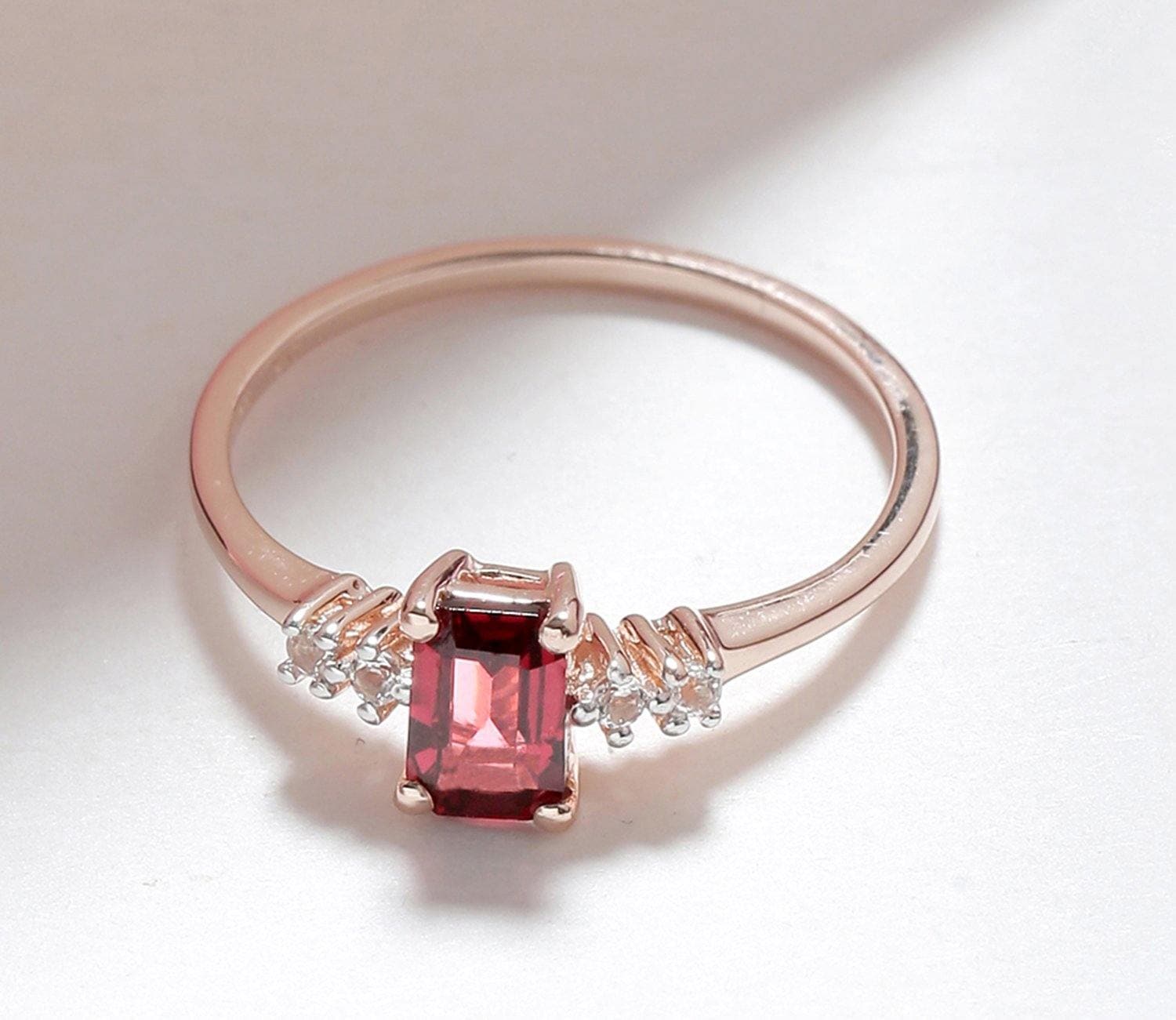 0.86 Ct Rhodolite Garnet Solid 10k Rose Gold Ring Jewelry - YoTreasure