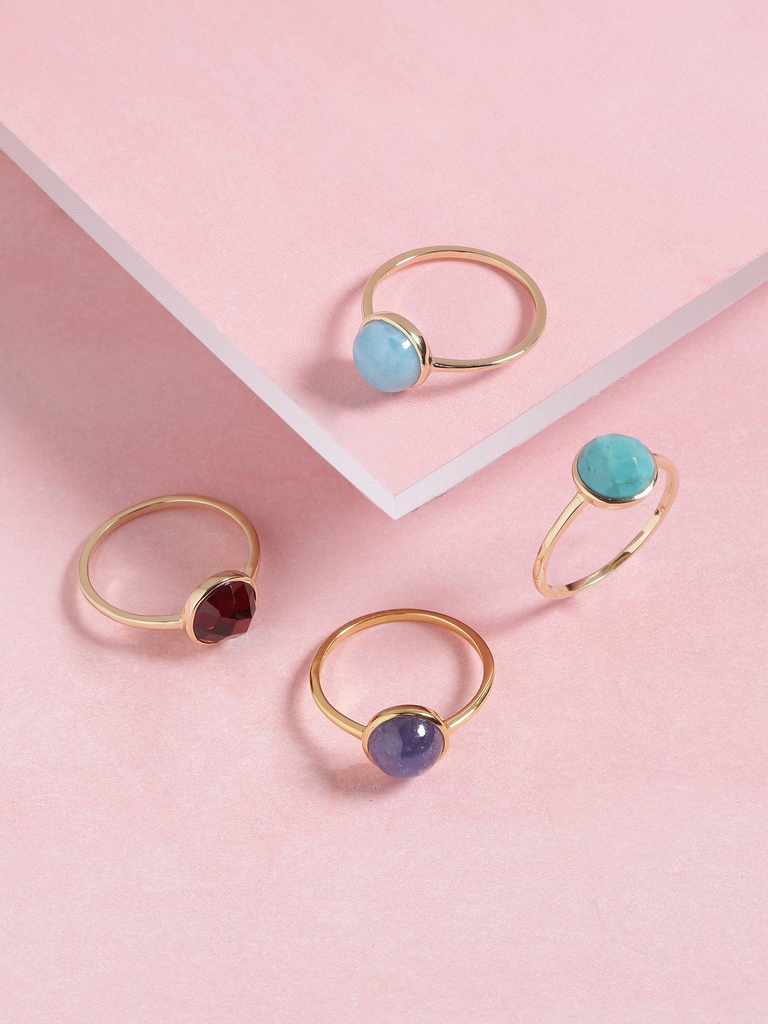 2.20 Ct Larimar Solid 10k Yellow Gold Ring Jewelry - YoTreasure