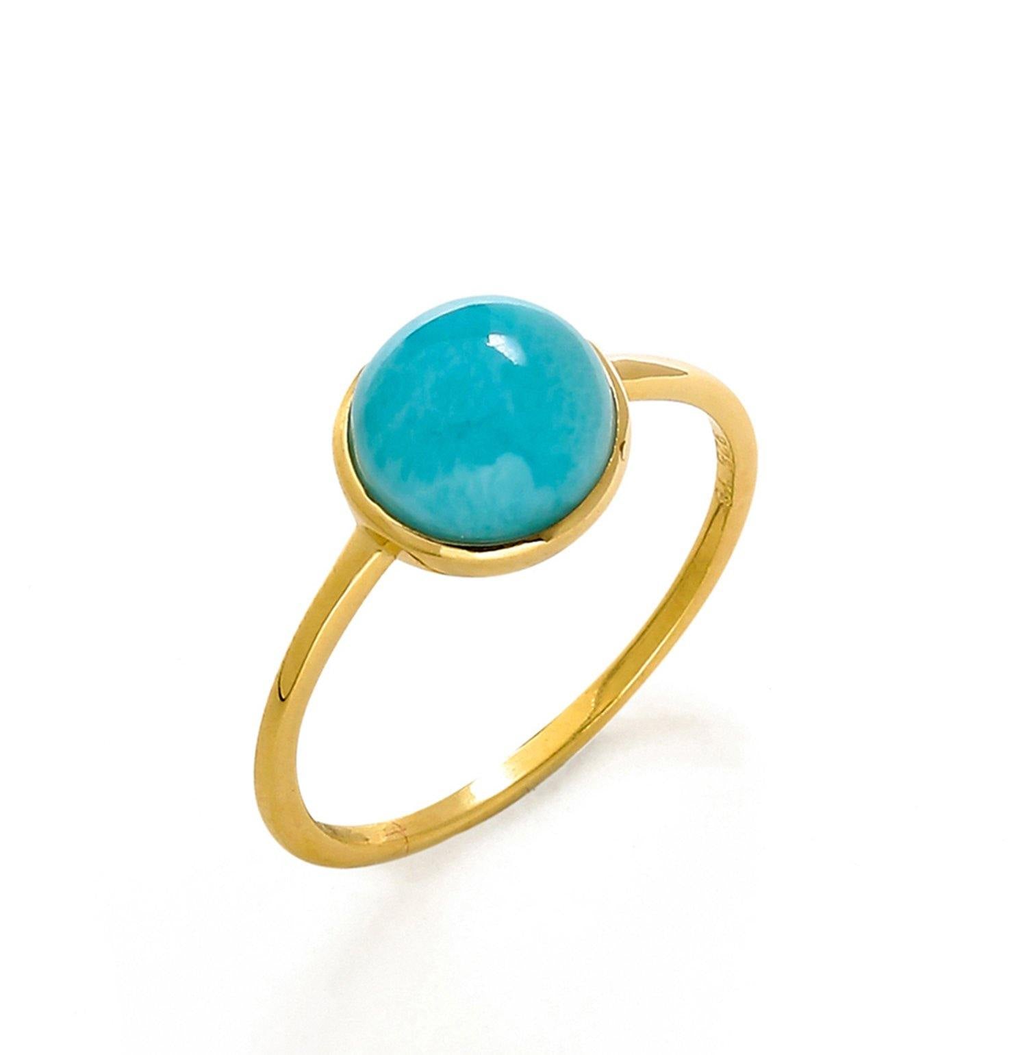 2.20 Ct Larimar Solid 10k Yellow Gold Ring Jewelry - YoTreasure