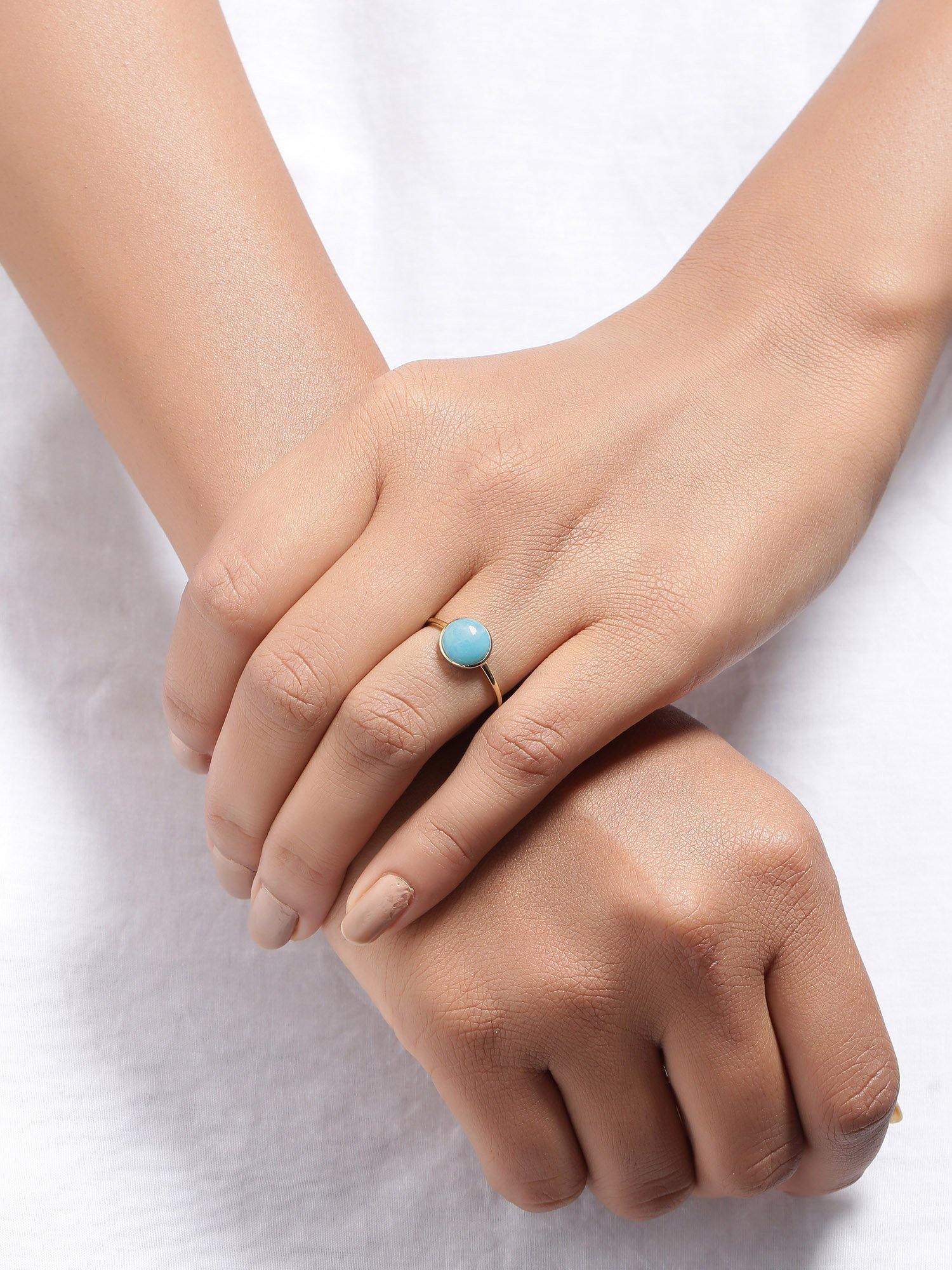 2.20 Ct Larimar Solid 10k Yellow Gold Ring Jewelry - YoTreasure
