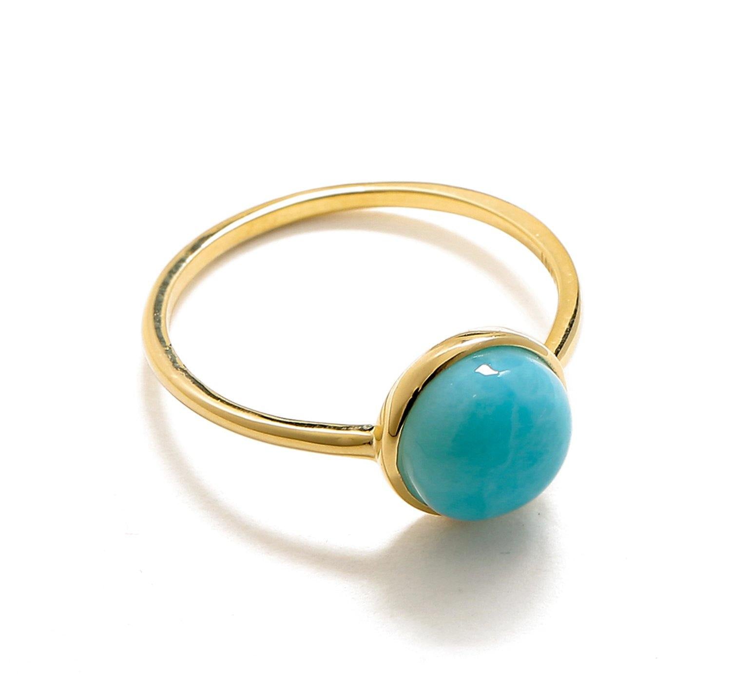 2.20 Ct Larimar Solid 10k Yellow Gold Ring Jewelry - YoTreasure