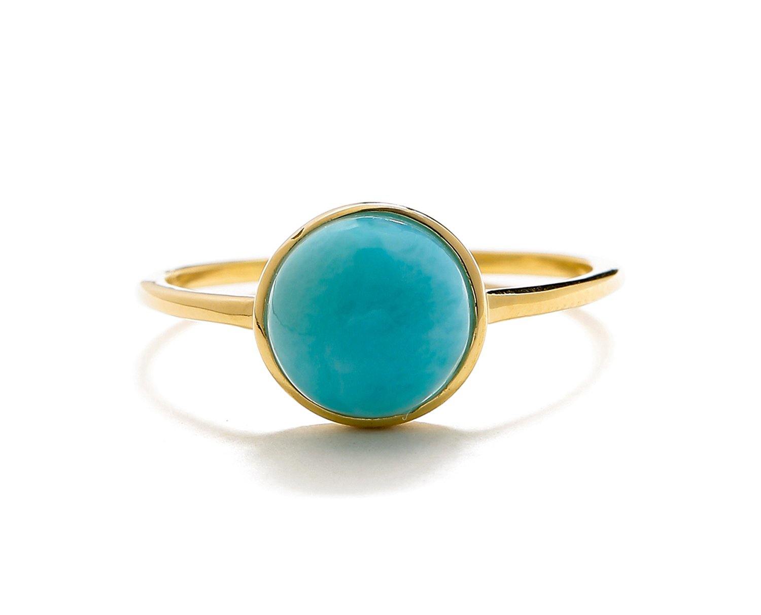 2.20 Ct Larimar Solid 10k Yellow Gold Ring Jewelry - YoTreasure