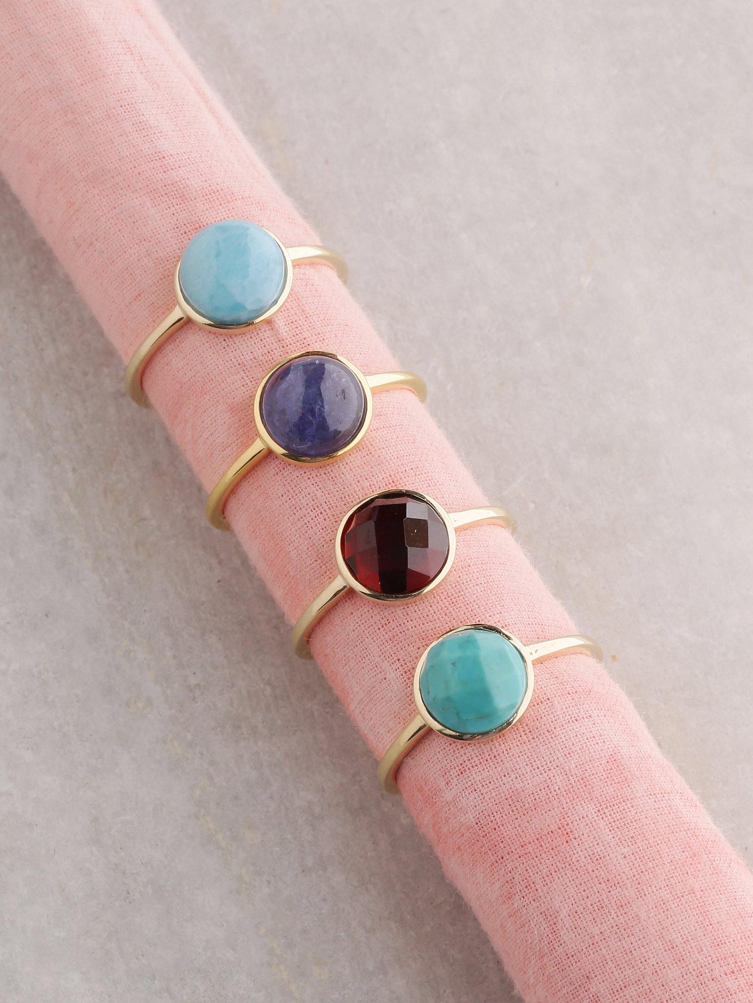 2.20 Ct Larimar Solid 10k Yellow Gold Ring Jewelry - YoTreasure
