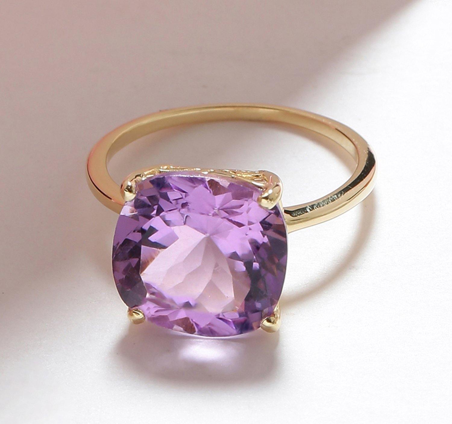 5.85 Ct Amethyst Solid 10k Yellow Gold Ring Jewelry - YoTreasure