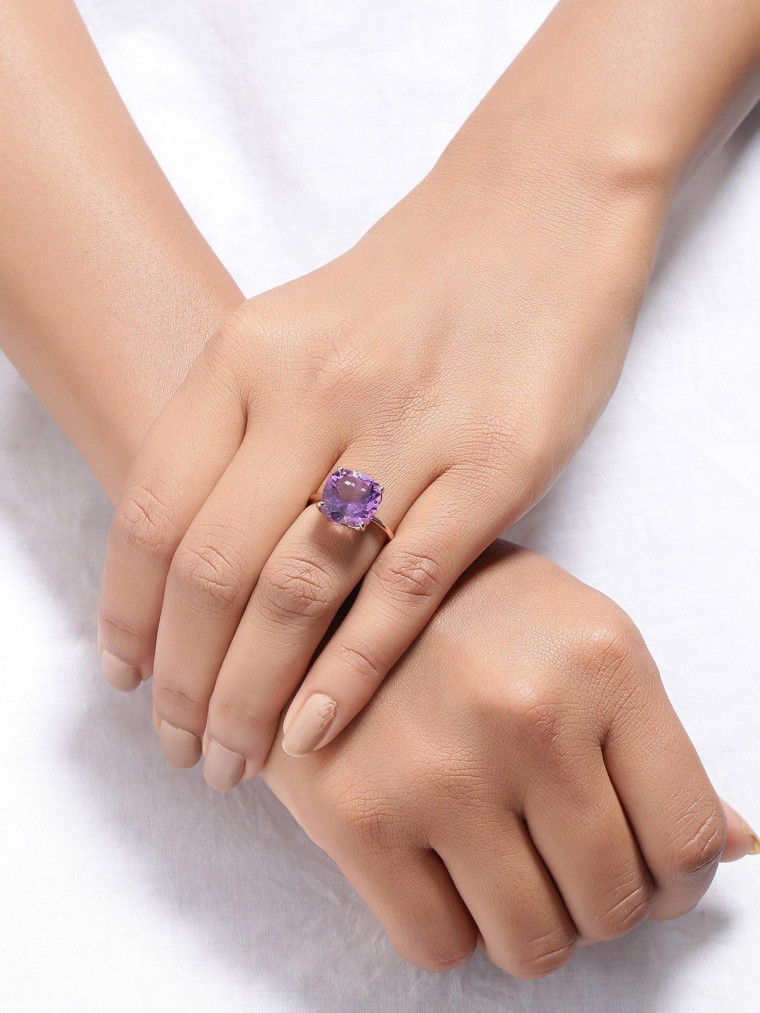 5.85 Ct Amethyst Solid 10k Yellow Gold Ring Jewelry - YoTreasure