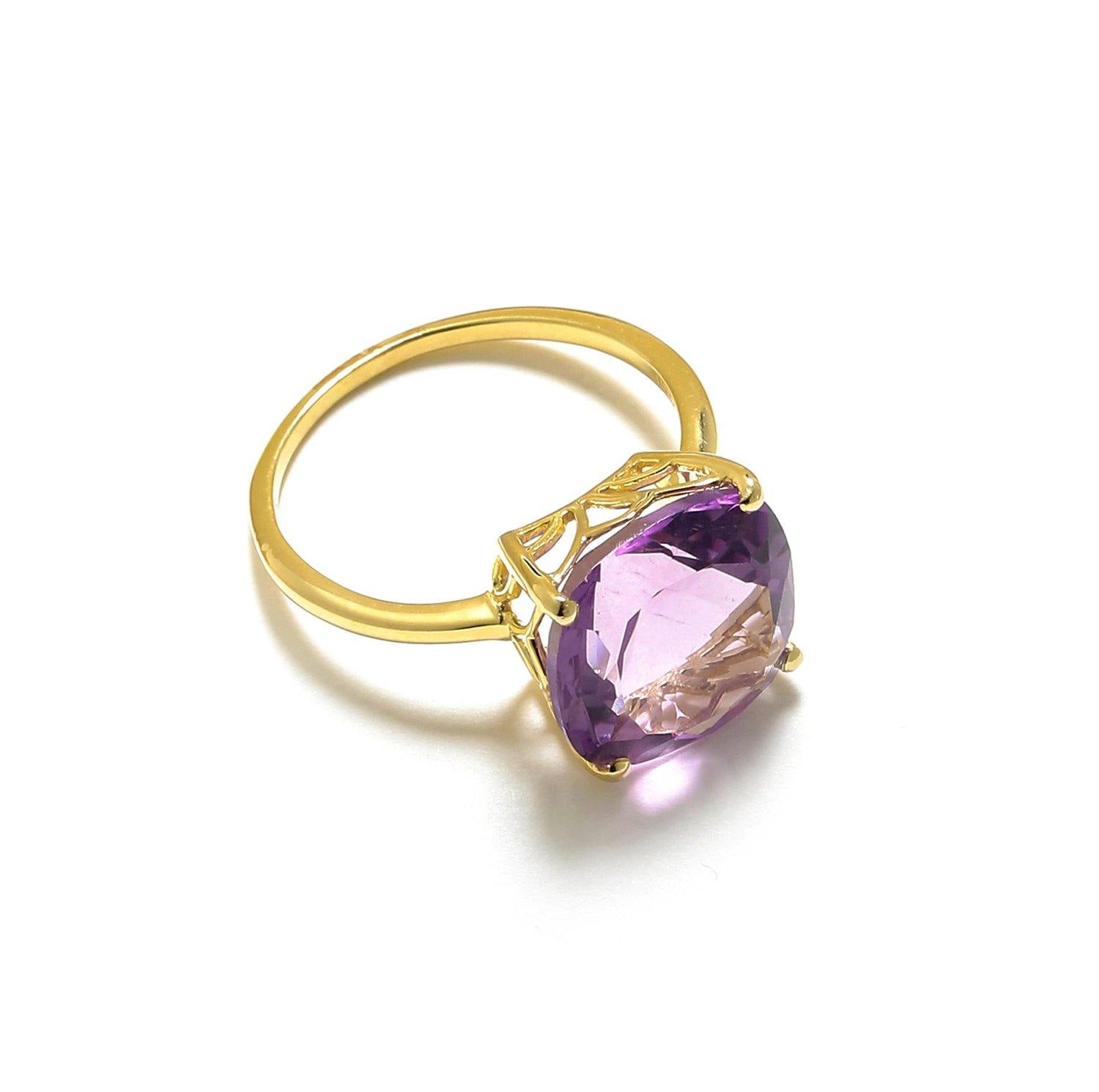 5.85 Ct Amethyst Solid 10k Yellow Gold Ring Jewelry - YoTreasure