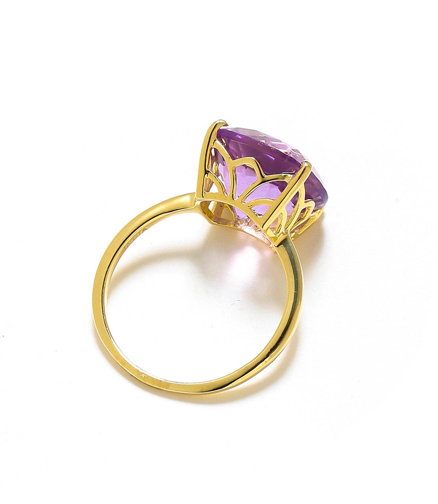 5.85 Ct Amethyst Solid 10k Yellow Gold Ring Jewelry - YoTreasure