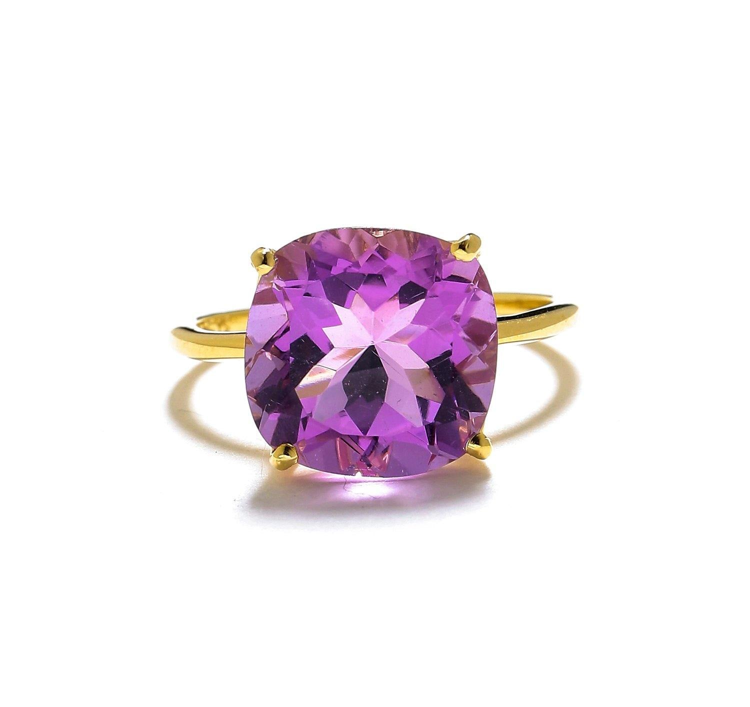 5.85 Ct Amethyst Solid 10k Yellow Gold Ring Jewelry - YoTreasure