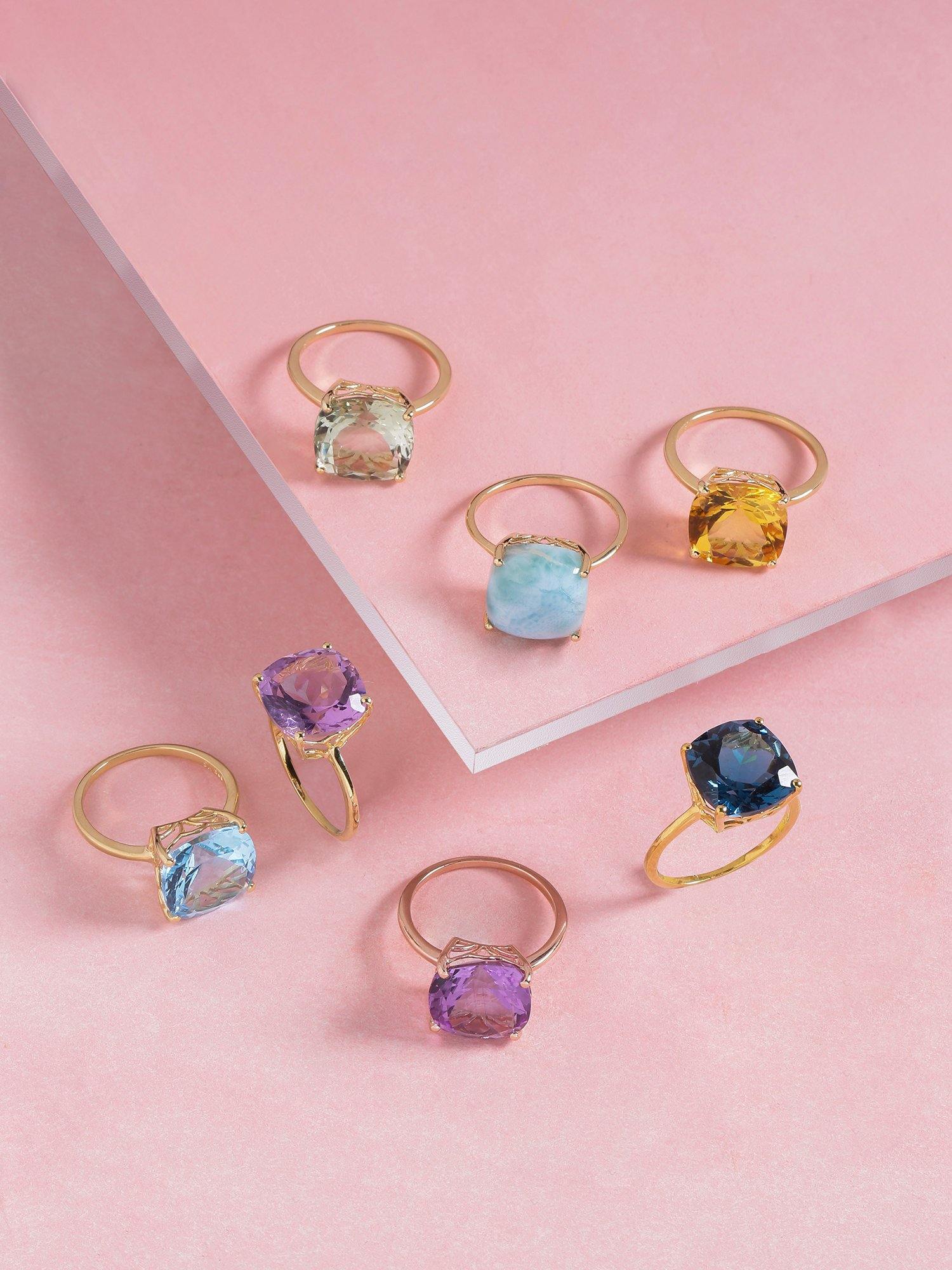 5.85 Ct Larimar Solid 10k Yellow Gold Ring Jewelry - YoTreasure