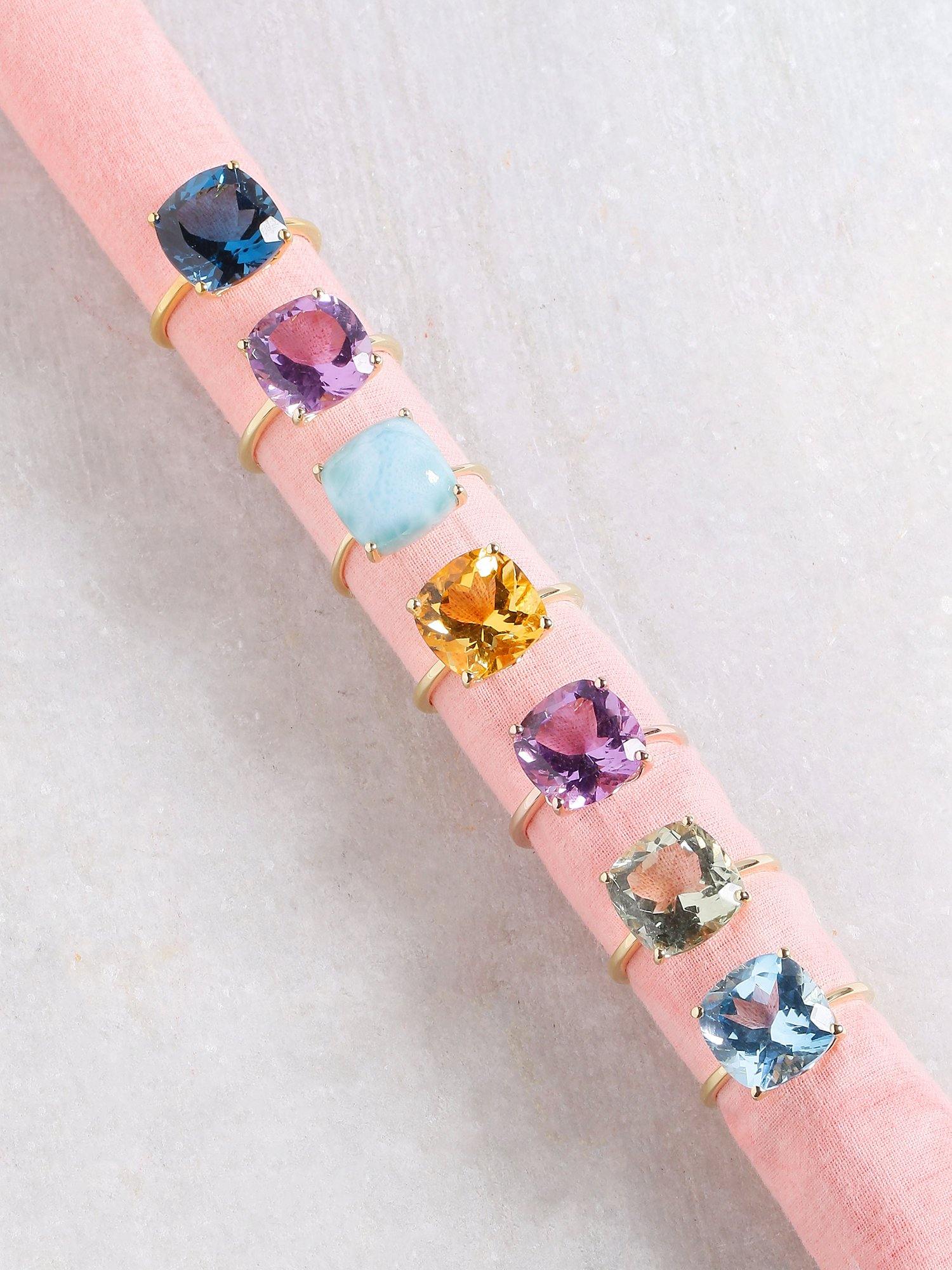5.85 Ct Larimar Solid 10k Yellow Gold Ring Jewelry - YoTreasure