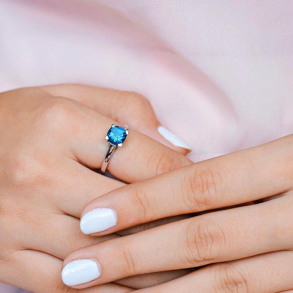 1.82 Ct. London Blue Topaz Solid 925 Sterling Silver Ring Jewelry - YoTreasure