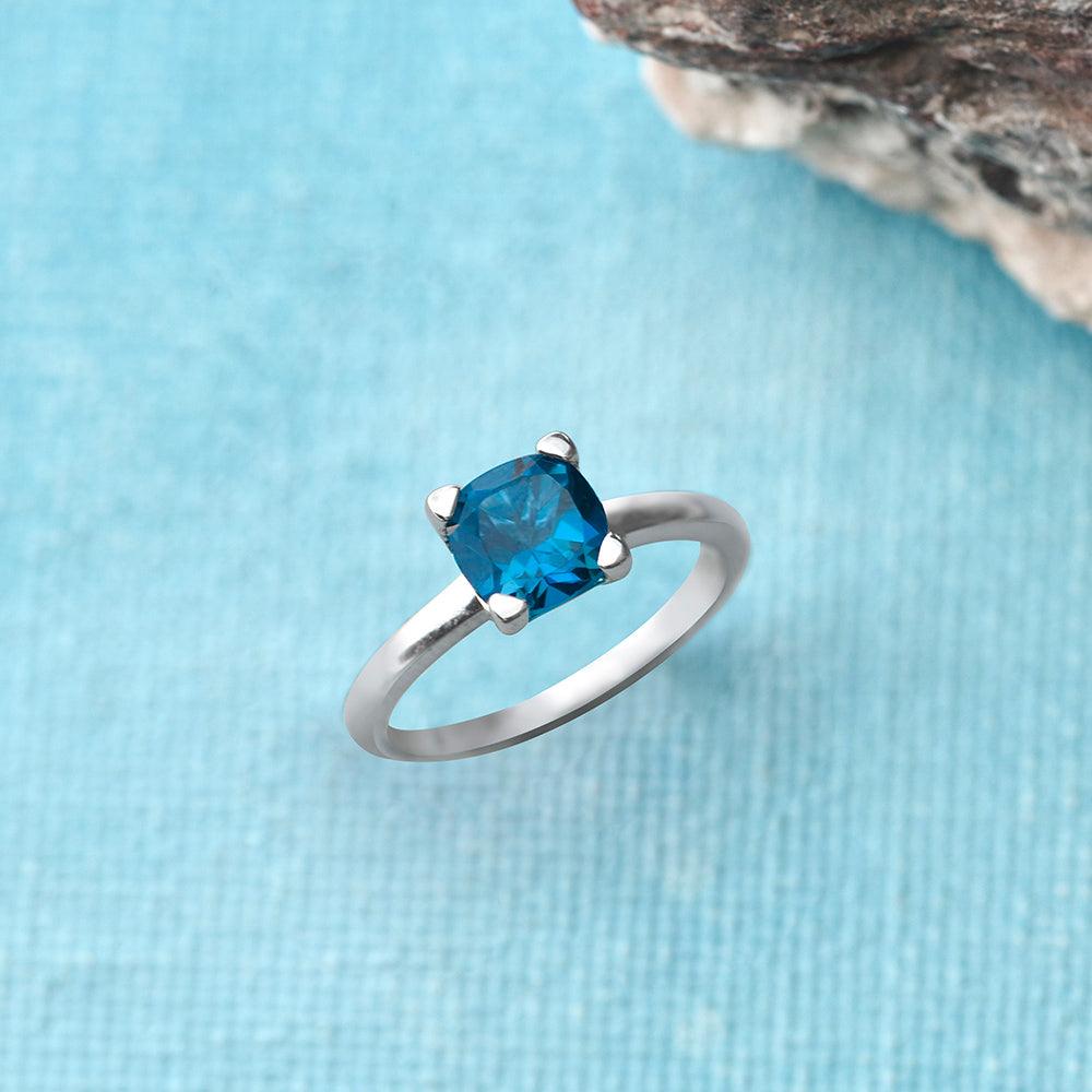 1.82 Ct. London Blue Topaz Solid 925 Sterling Silver Ring Jewelry - YoTreasure