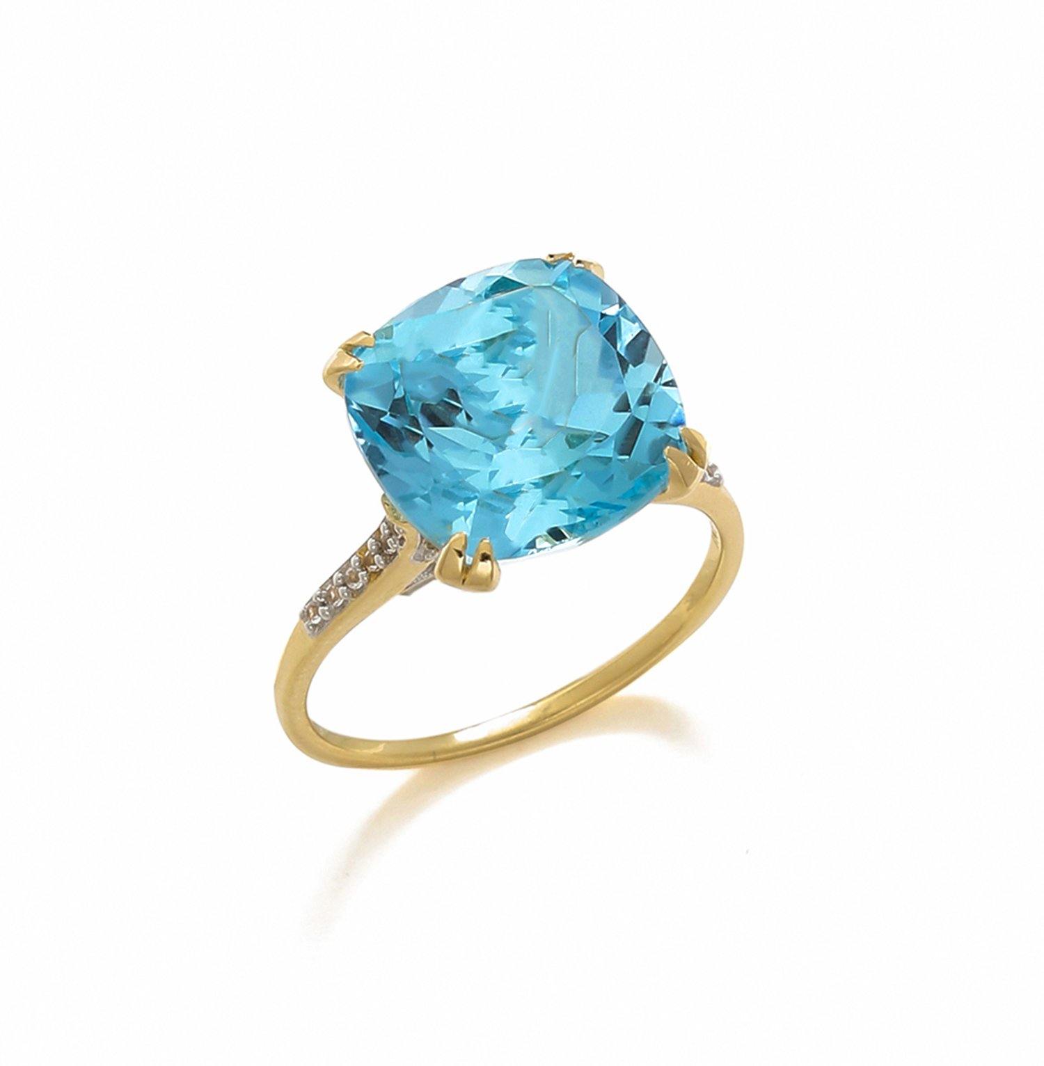 8.73 Ct Sky Blue Topaz Solid 10k Yellow Gold Statement Ring Jewelry - YoTreasure