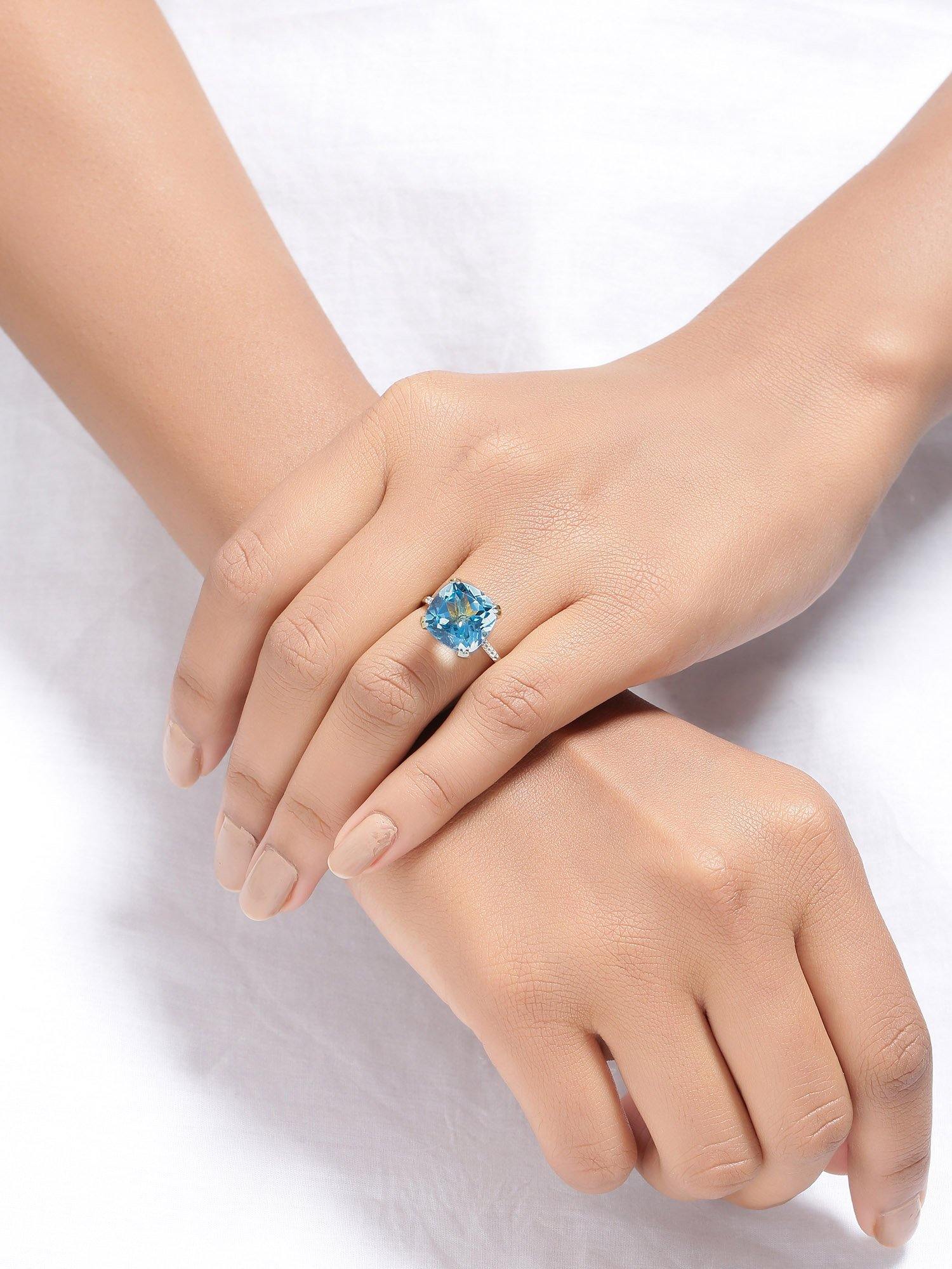 8.73 Ct Sky Blue Topaz Solid 10k Yellow Gold Statement Ring Jewelry - YoTreasure