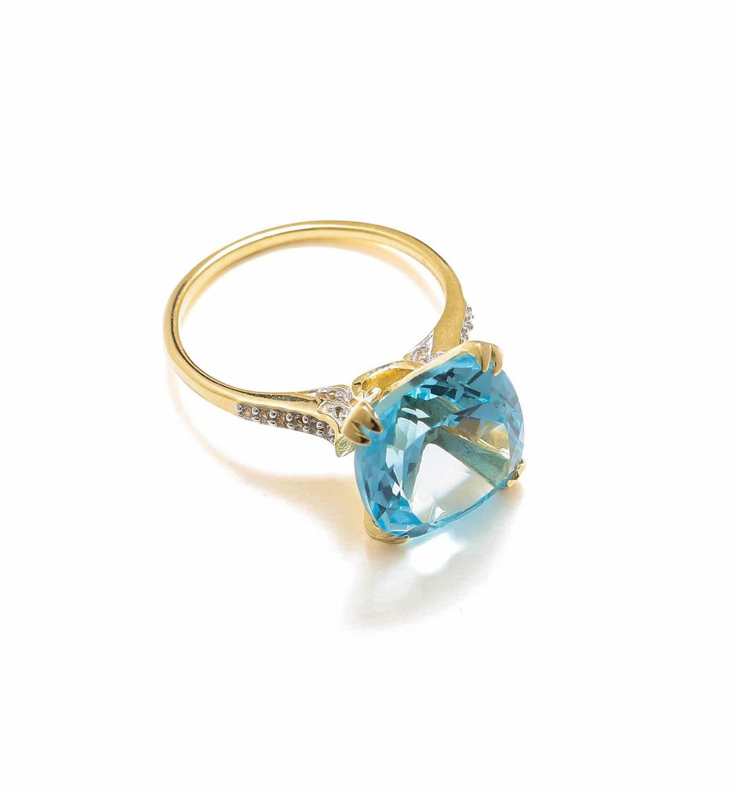 8.73 Ct Sky Blue Topaz Solid 10k Yellow Gold Statement Ring Jewelry - YoTreasure