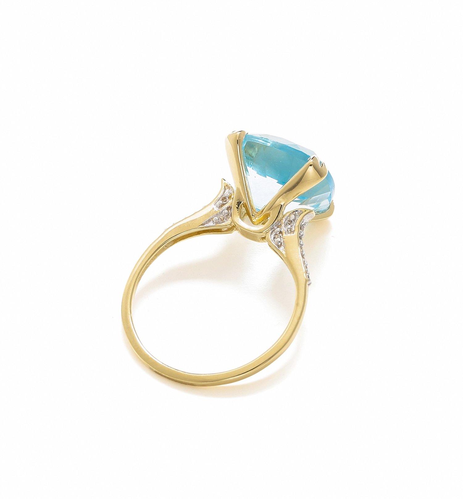 8.73 Ct Sky Blue Topaz Solid 10k Yellow Gold Statement Ring Jewelry - YoTreasure