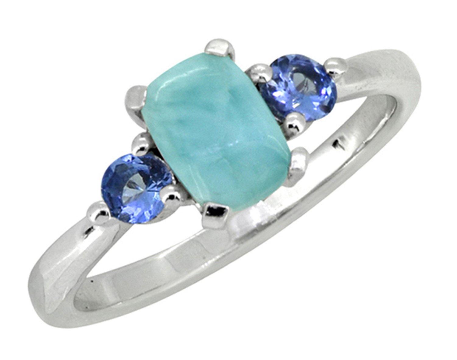 1.85 Ct. Larimar Tanzanite Solid 925 Sterling Silver Ring Jewelry - YoTreasure
