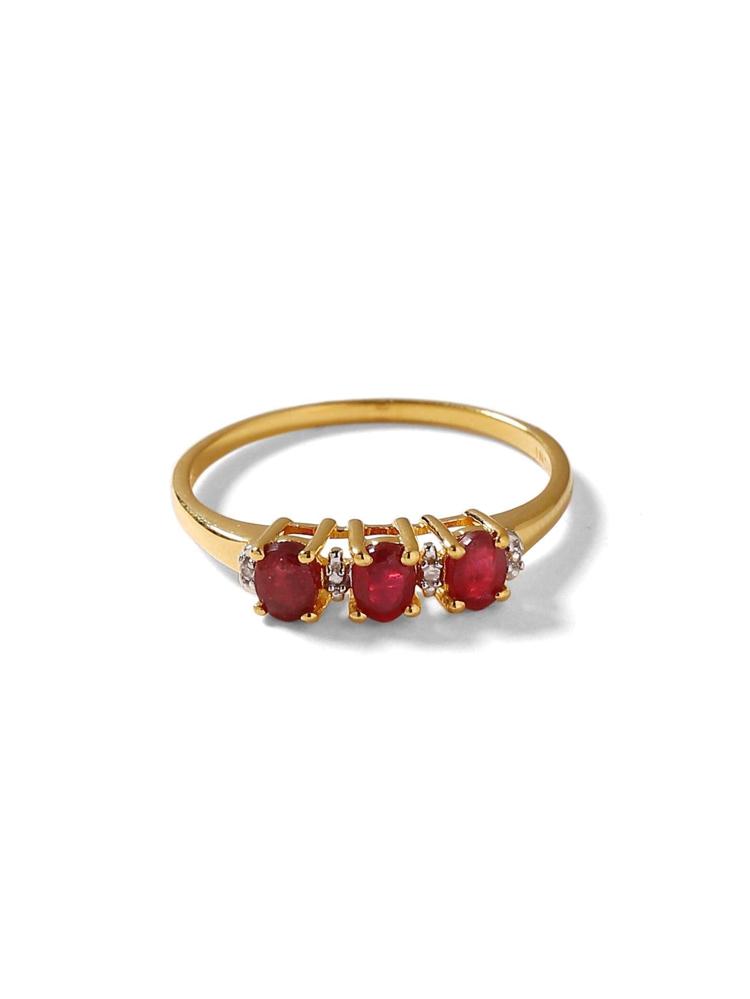 0.46 Ct. Glass Filled Ruby Solid 10k Yellow Gold Ring Jewelry - YoTreasure
