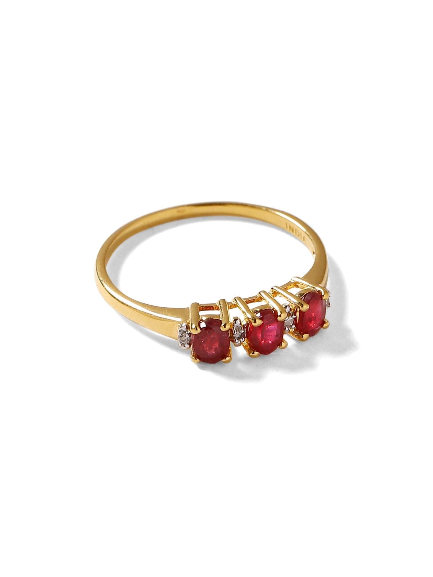 0.46 Ct. Glass Filled Ruby Solid 10k Yellow Gold Ring Jewelry - YoTreasure