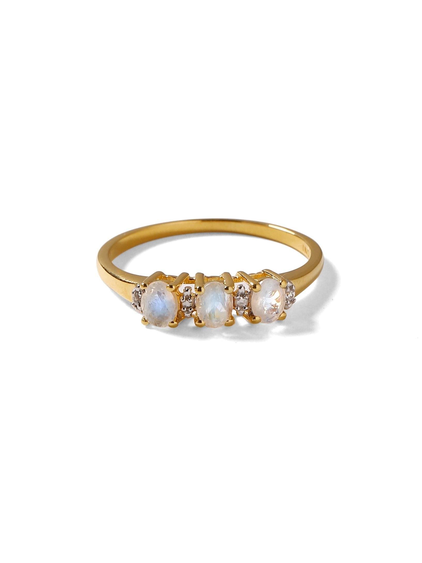 0.46 Ct. Rainbow Moonstone Solid 10k Yellow Gold Ring Jewelry - YoTreasure
