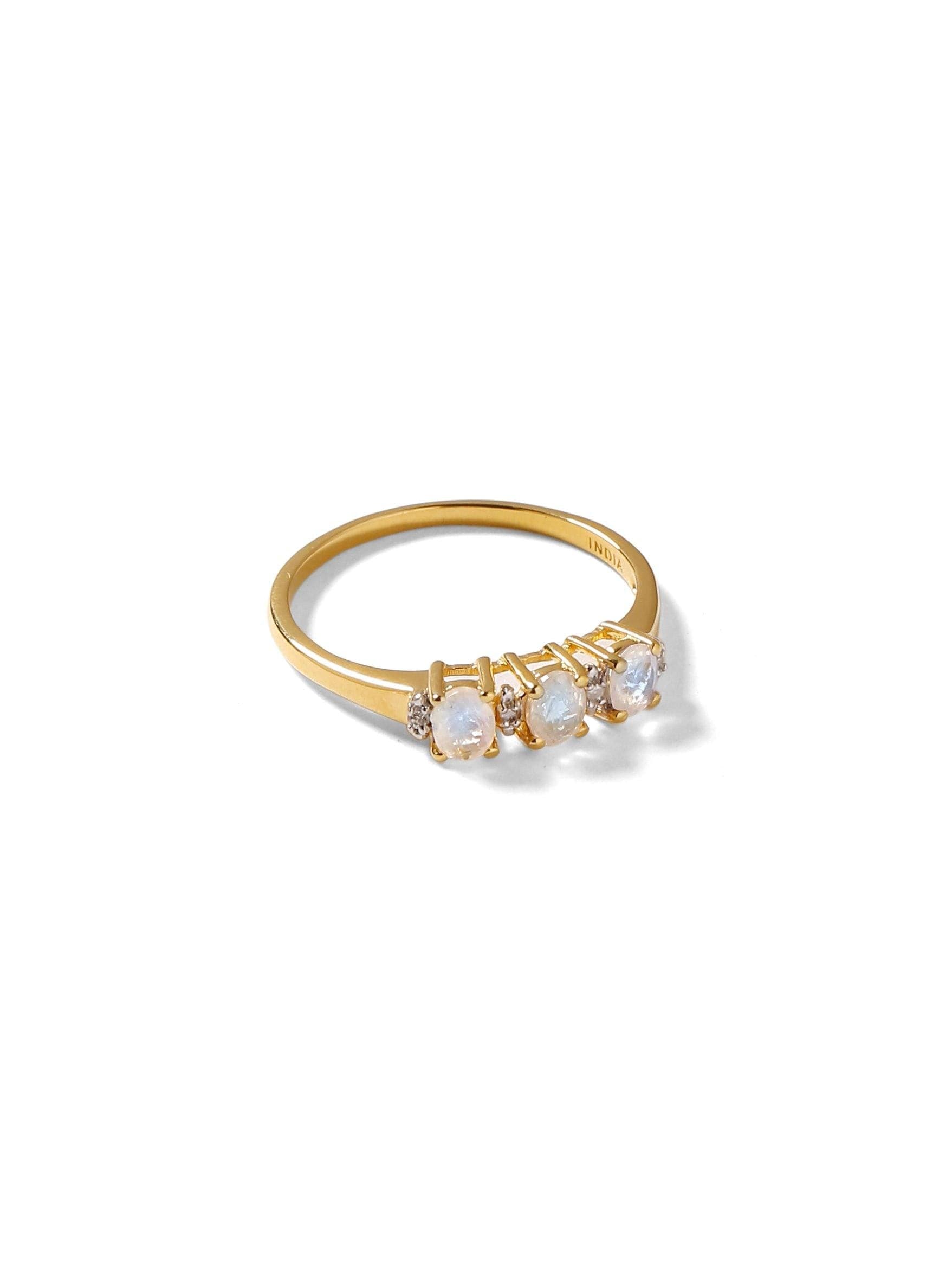 0.46 Ct. Rainbow Moonstone Solid 10k Yellow Gold Ring Jewelry - YoTreasure