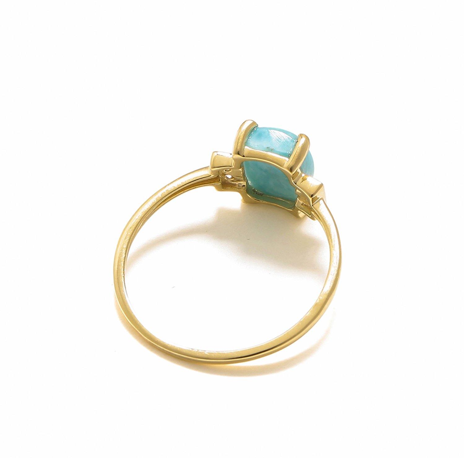 1.42 Ct Larimar White Topaz Solid 10k Yellow Gold Ring Jewelry - YoTreasure