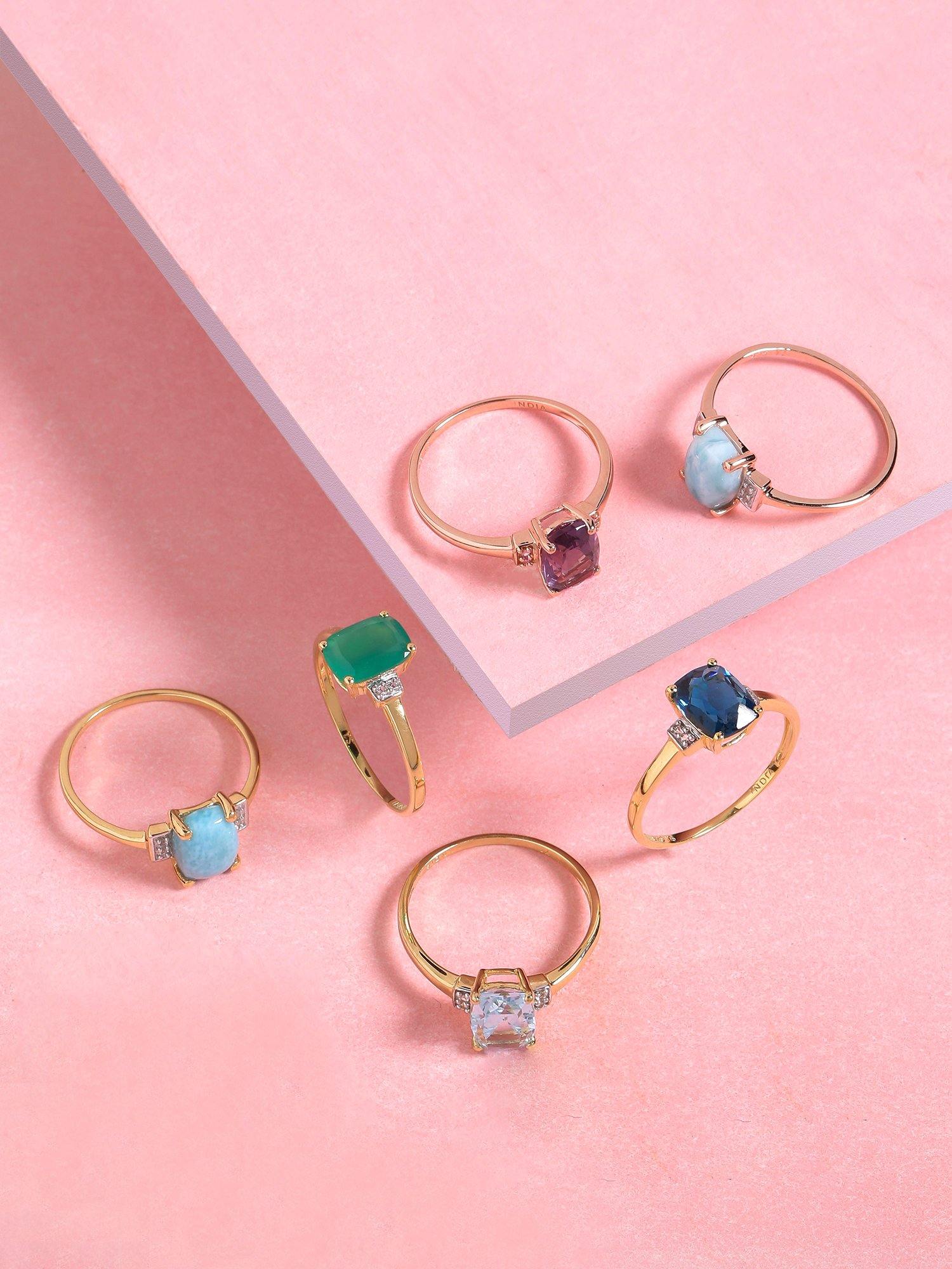 1.42 Ct Larimar White Topaz Solid 10k Rose Gold Ring Jewelry - YoTreasure