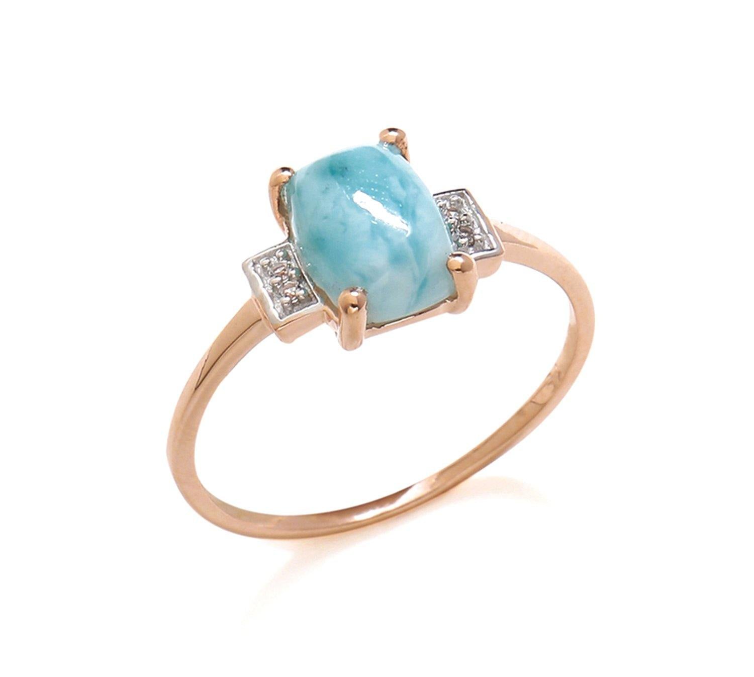 1.42 Ct Larimar White Topaz Solid 10k Rose Gold Ring Jewelry - YoTreasure