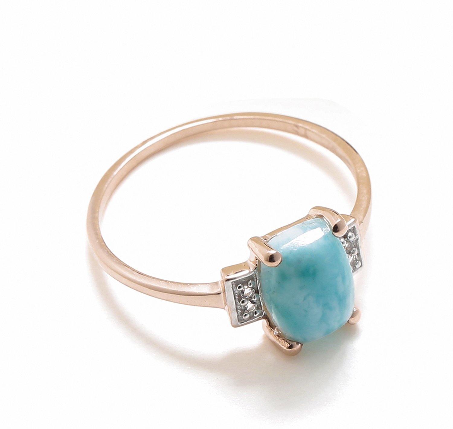 1.42 Ct Larimar White Topaz Solid 10k Rose Gold Ring Jewelry - YoTreasure