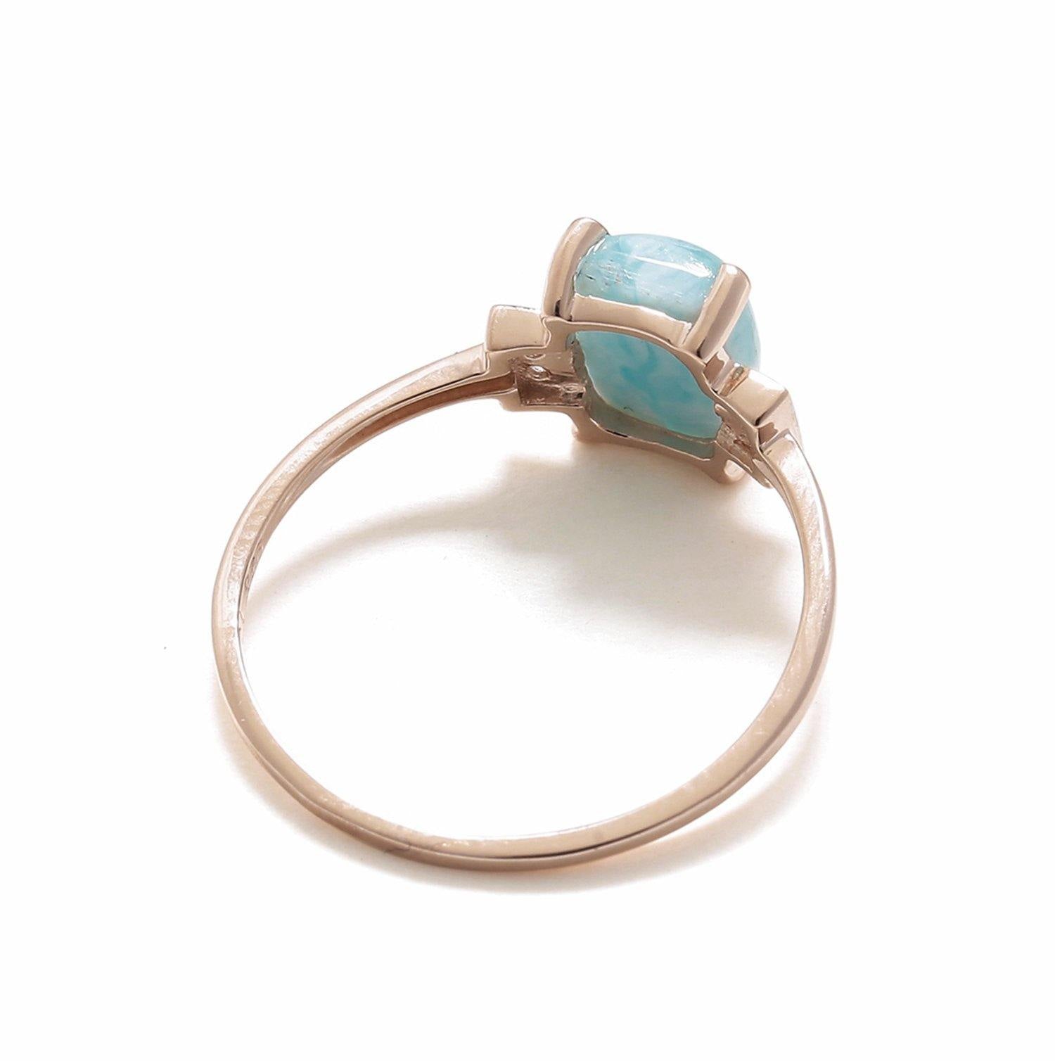 1.42 Ct Larimar White Topaz Solid 10k Rose Gold Ring Jewelry - YoTreasure
