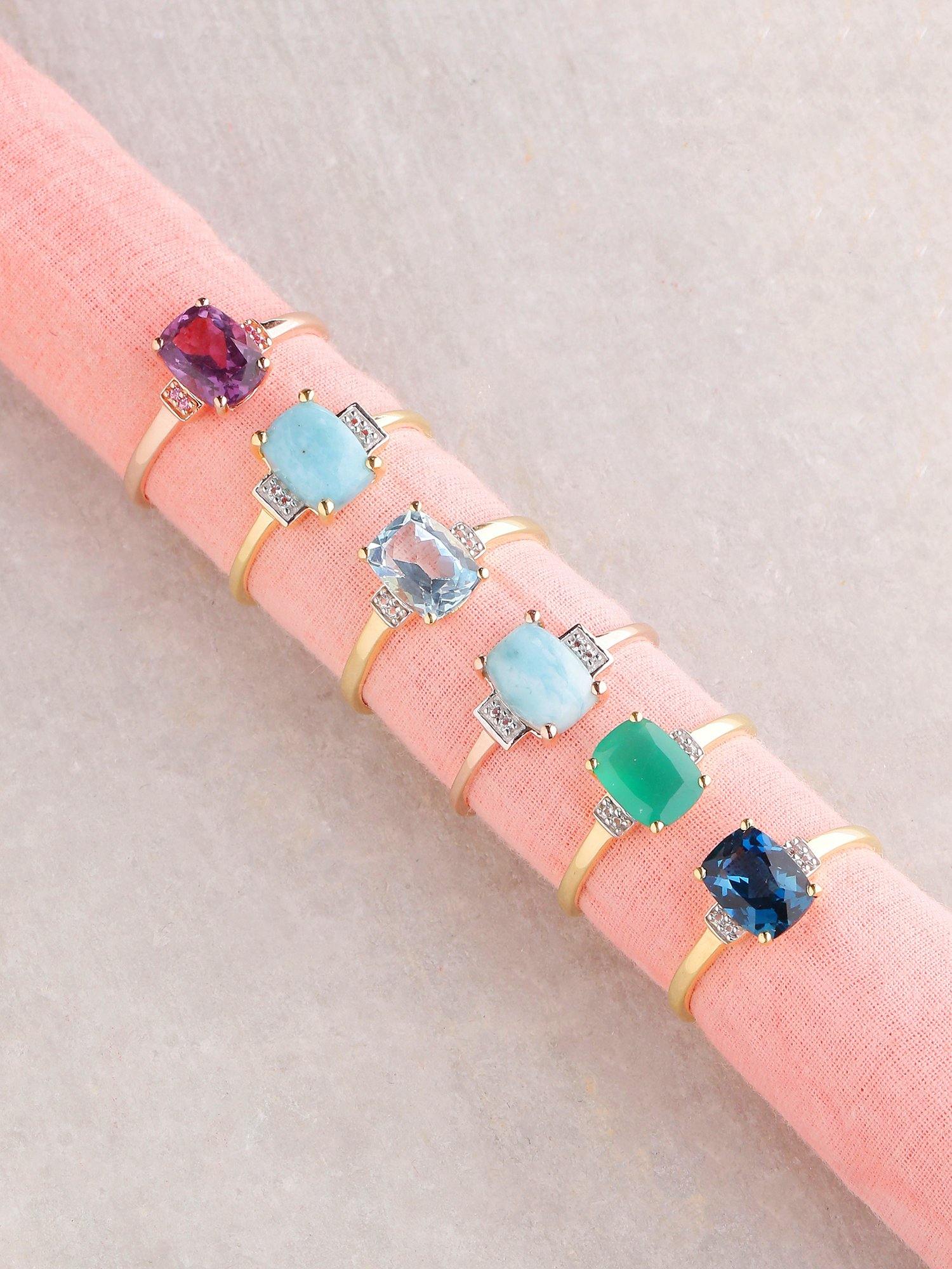 1.42 Ct Larimar White Topaz Solid 10k Rose Gold Ring Jewelry - YoTreasure