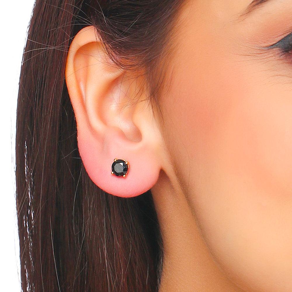 1.72 Ct. Black Onyx Solid 10k Yellow Gold Stud Earrings - YoTreasure