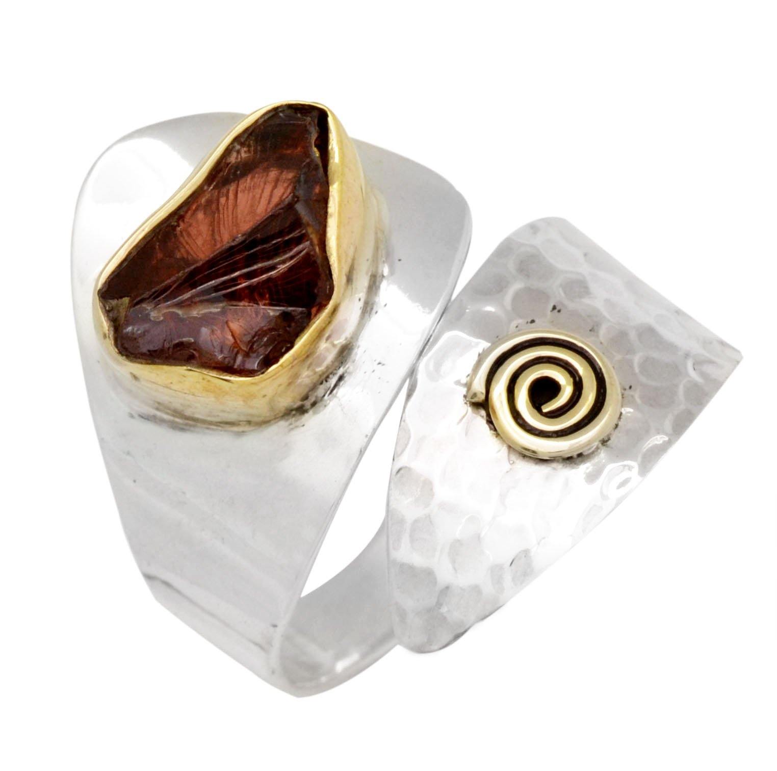 Rough Garnet Solid 925 Sterling Silver Brass Ring Jewelry - YoTreasure