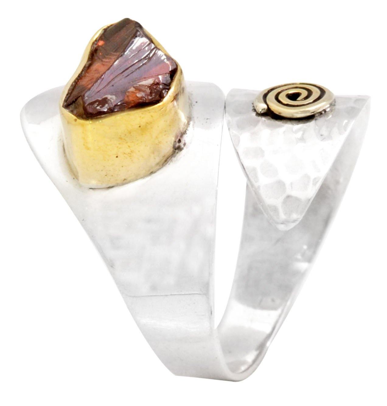 Rough Garnet Solid 925 Sterling Silver Brass Ring Jewelry - YoTreasure