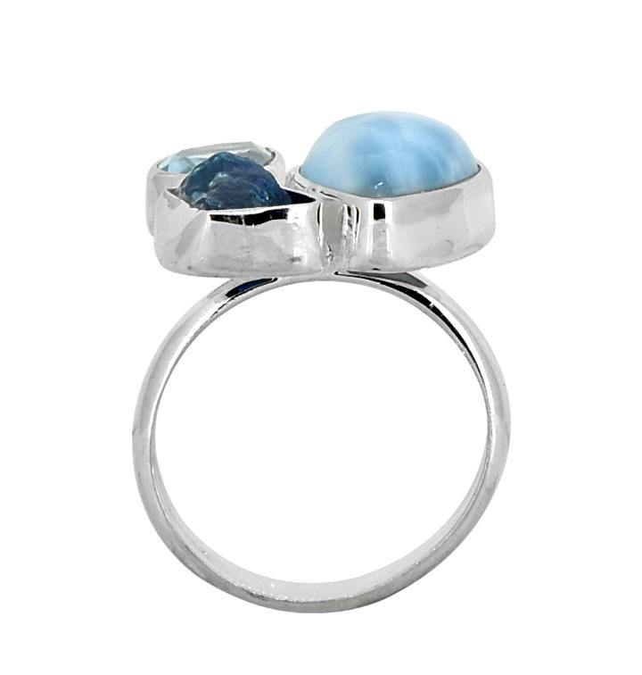 Natural Larimar Solid 925 Sterling Silver Ring Jewelry - YoTreasure