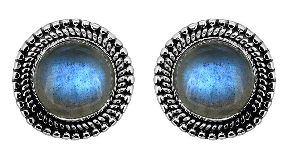 Labradorite Stud Earrings Solid 925 Sterling Silver Gemstone Jewelry - YoTreasure