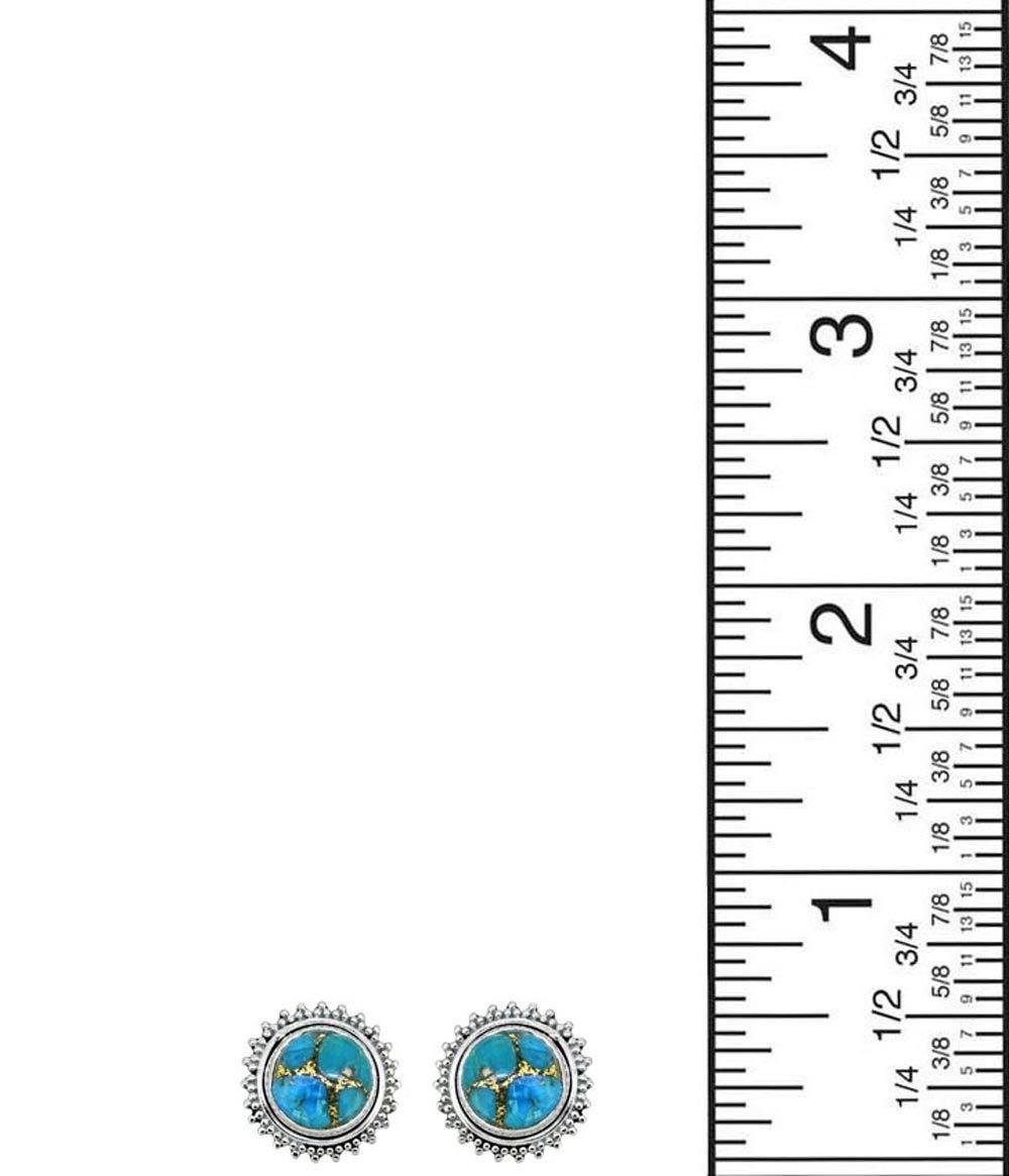 Blue Copper Turquoise Solid 925 Sterling Silver Stud Earrings - YoTreasure