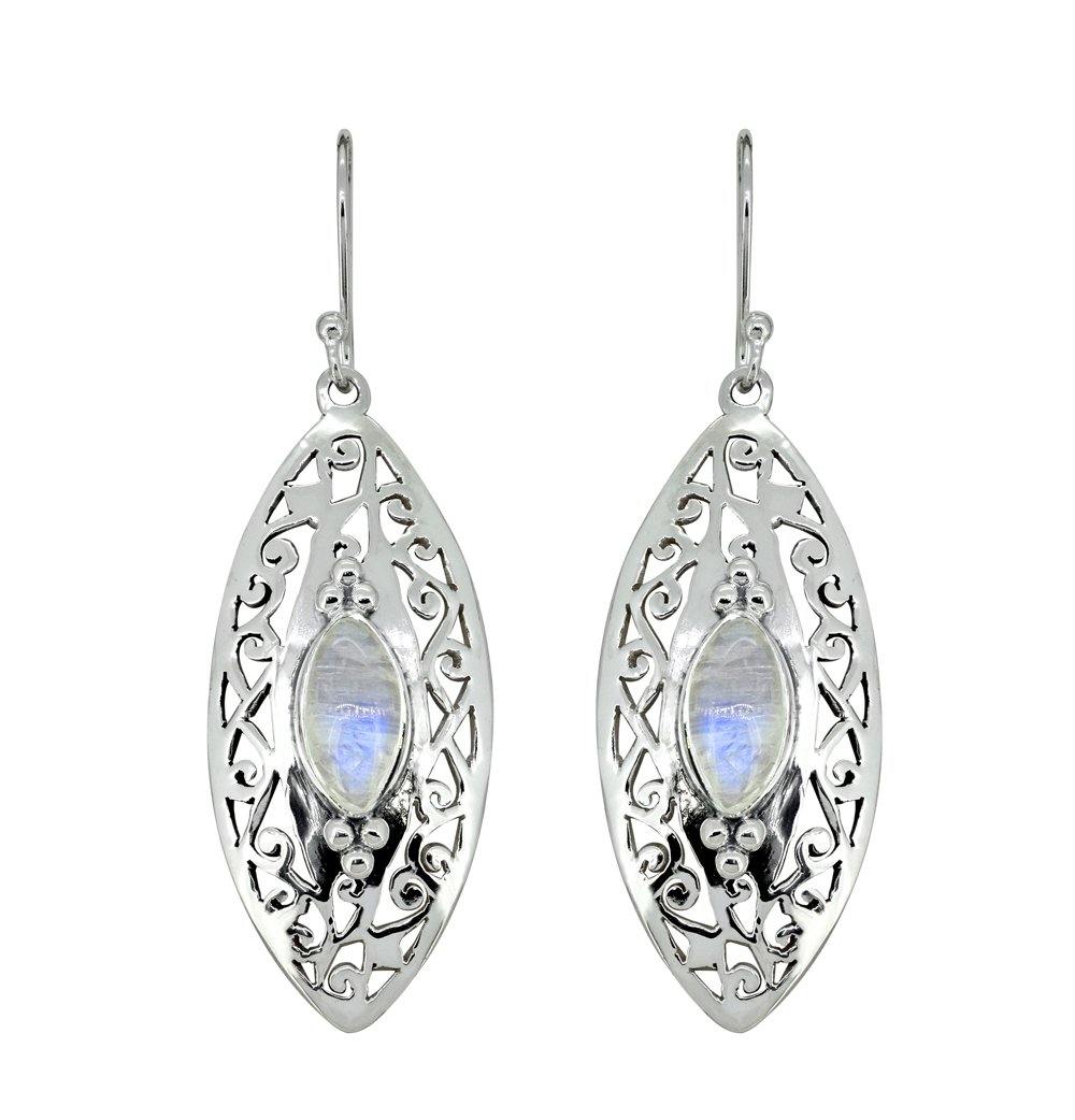 Rainbow Moonstone Solid 925 Sterling Silver Dangle Earrings - YoTreasure