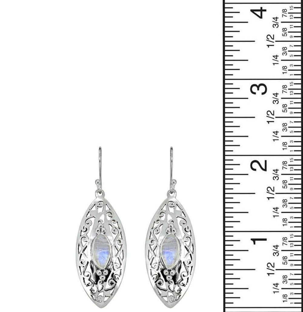 Rainbow Moonstone Solid 925 Sterling Silver Dangle Earrings - YoTreasure